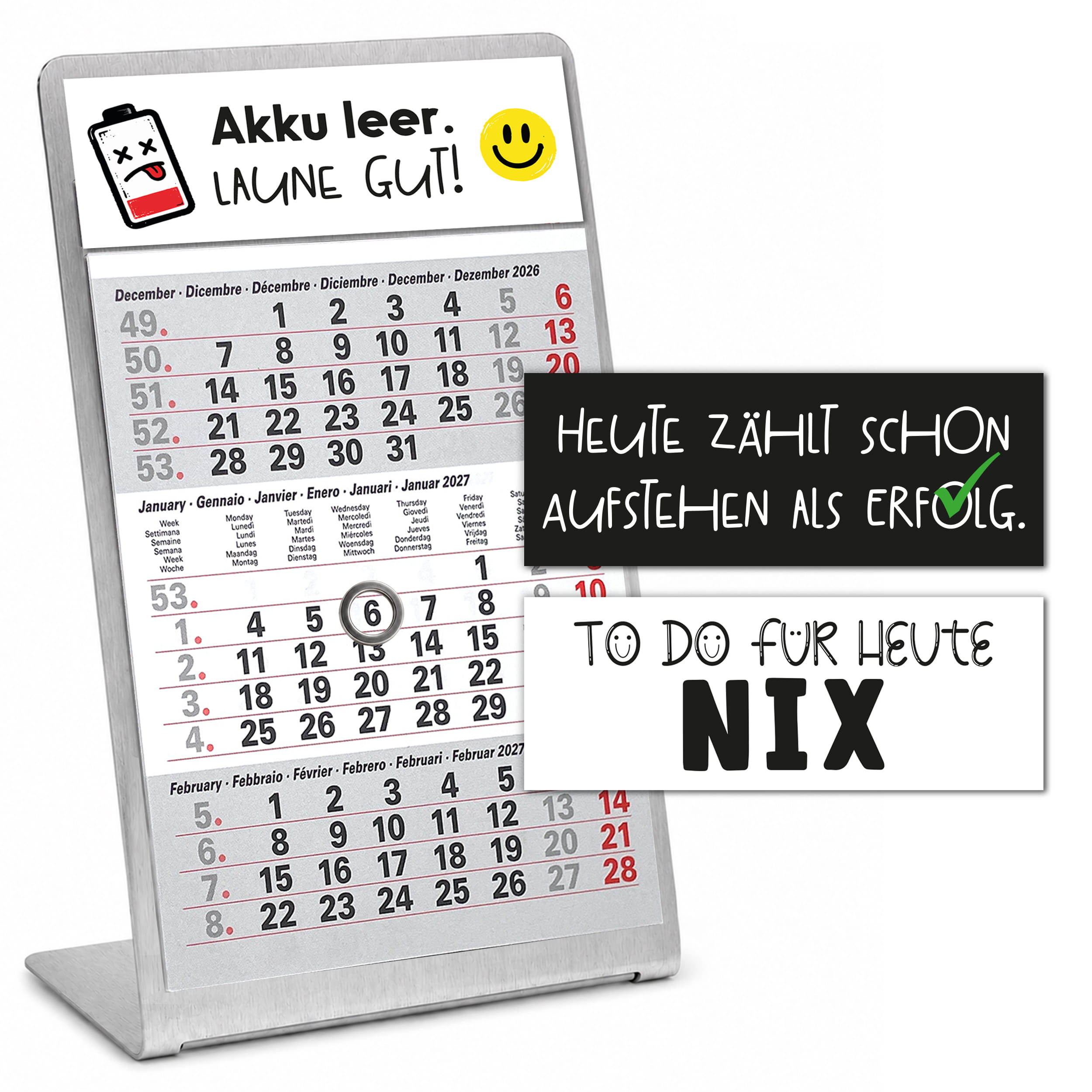 Magnet-System Titan – Komplettset 2027: Aufsteller + Kalender + Magnetset Büro-Humor