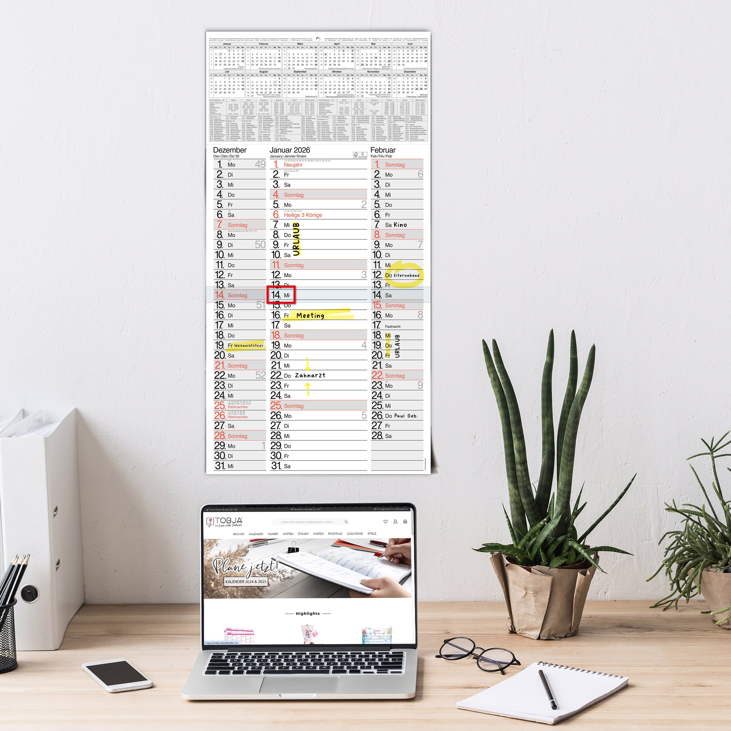 3-Monatskalender 2026 Nebeneinander 3-Monatskalender 2026 Nebeneinander