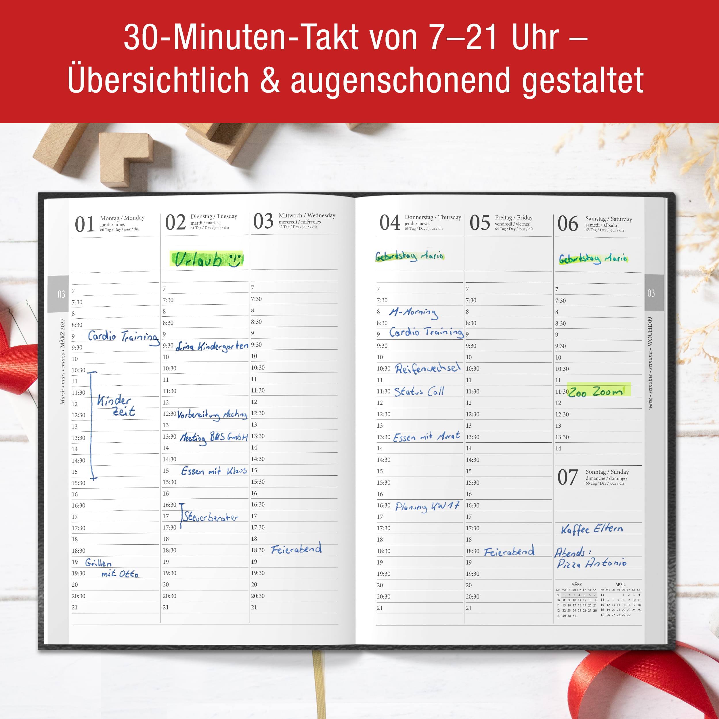 Buchkalender 2027 OptiPlaner Pure schwarz