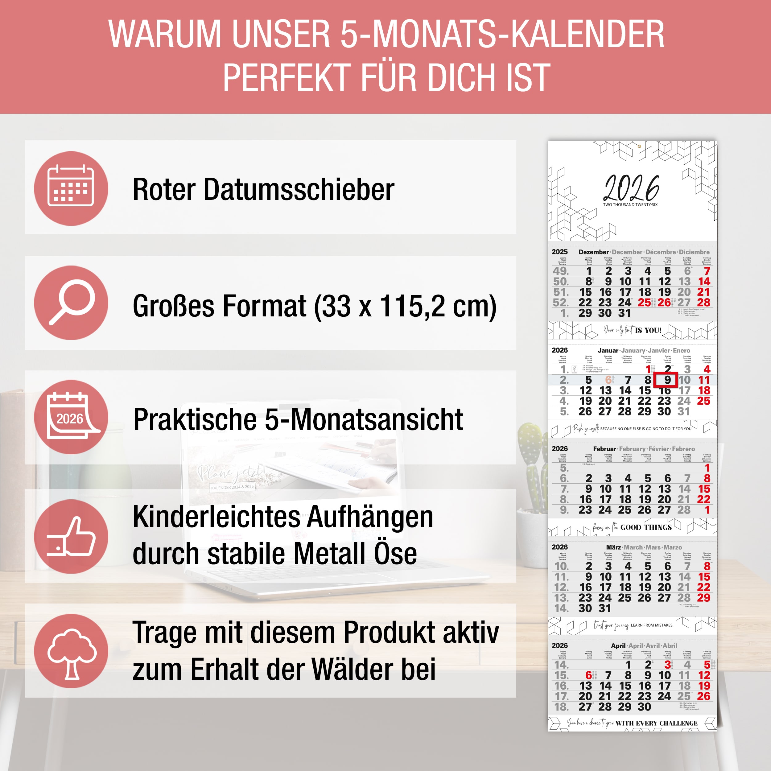 5 Monatskalender 2026 "Motivation Moments"