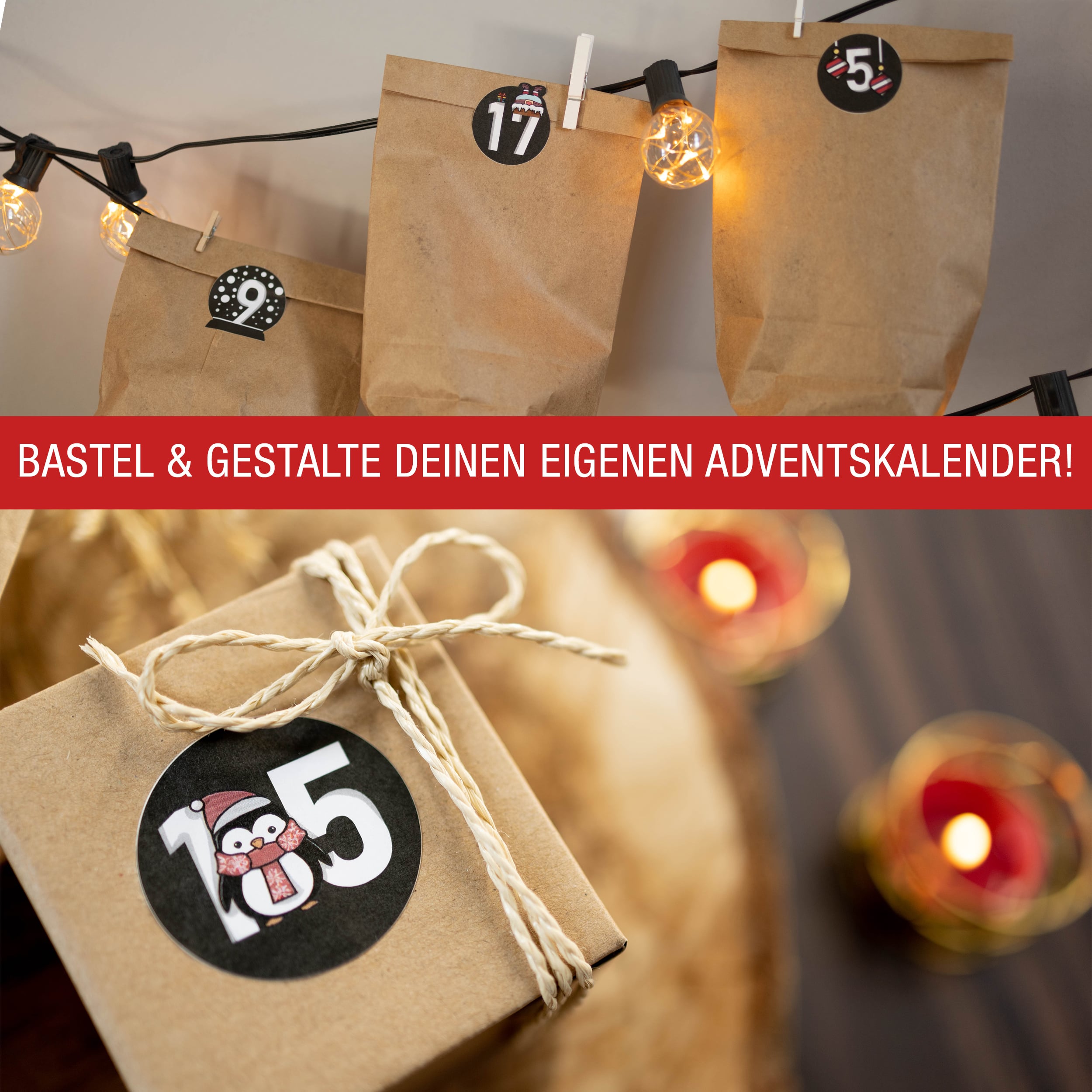 Adventsaufkleber Zahlen 1-24 schwarz-bunt Adventsaufkleber Zahlen 1-24 schwarz-bunt