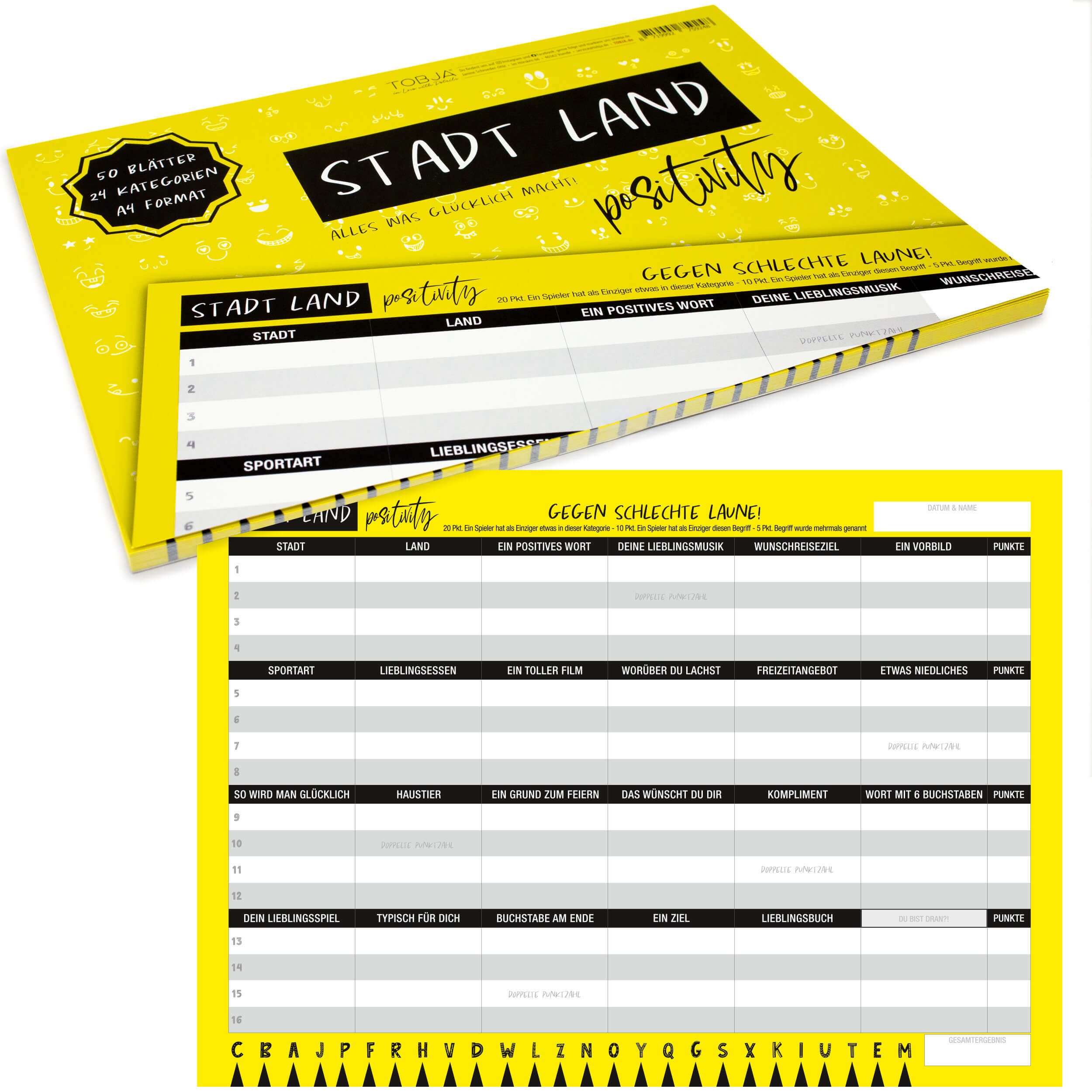 Stadt Land Positivity - Gesellschaftsspiel für die Familie