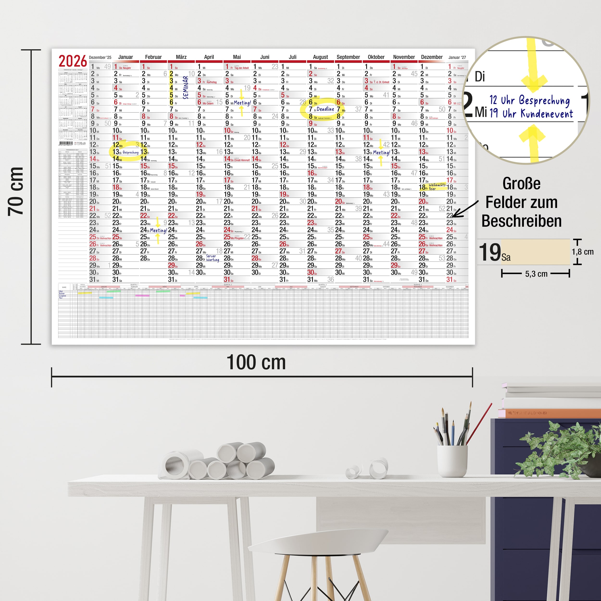 B1 Wandkalender 2026 beidseitig