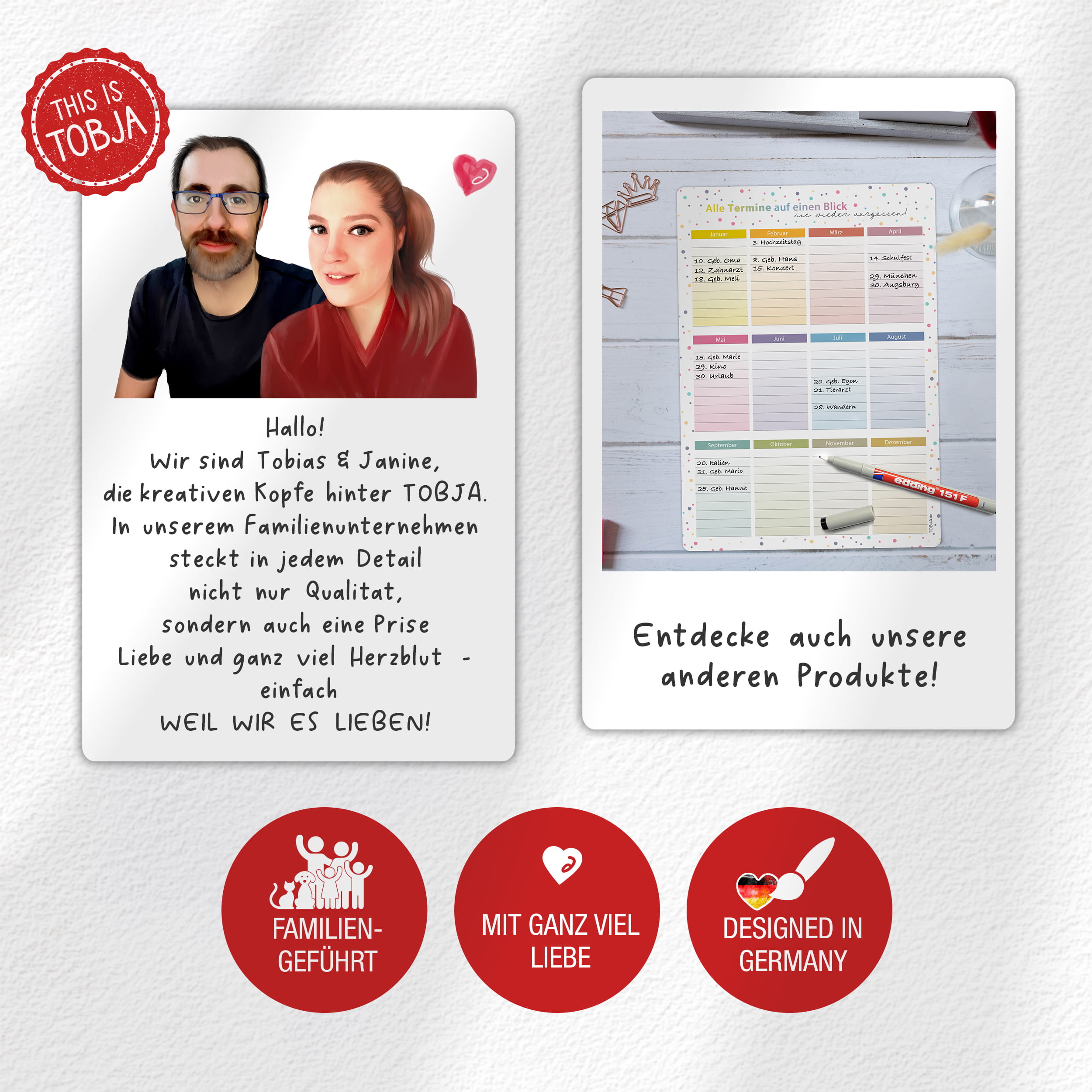 Abwischbarer A4 Tafelkalender 2026 "Bunt"  Kalender inkl 1 Stift