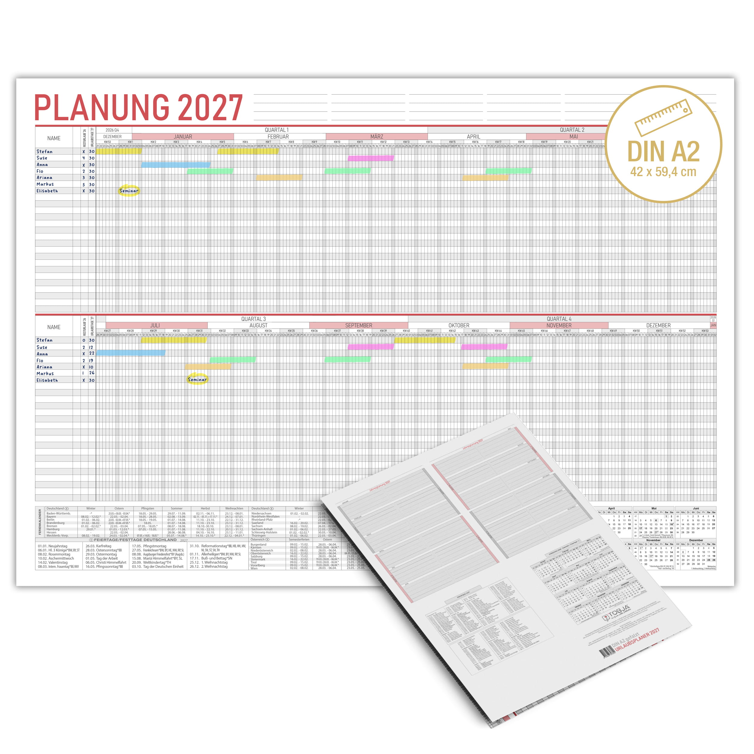 Urlaubsplaner 2027 A2 Standard – 25 Personen