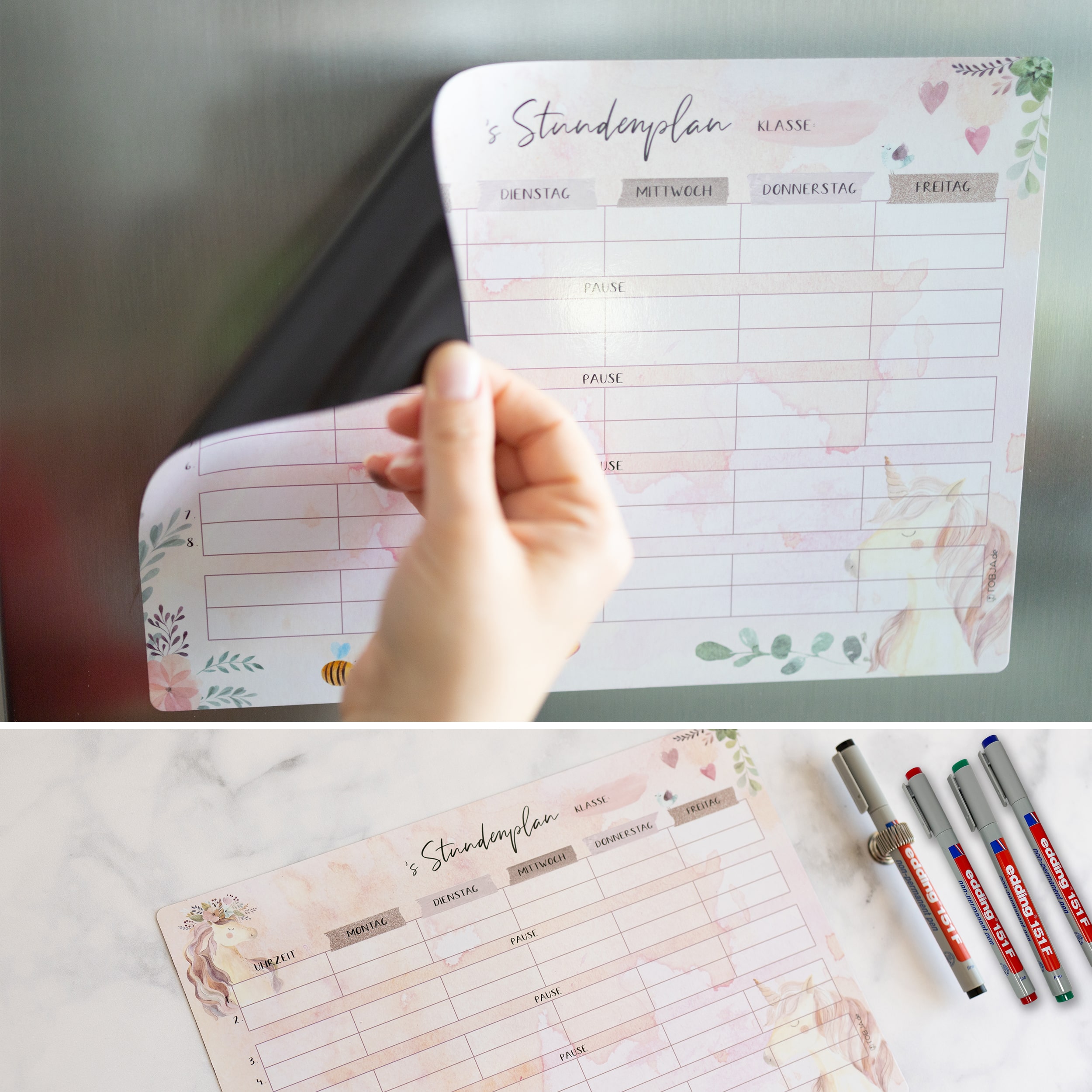 Stundenplan magnetisch +4 Stifte