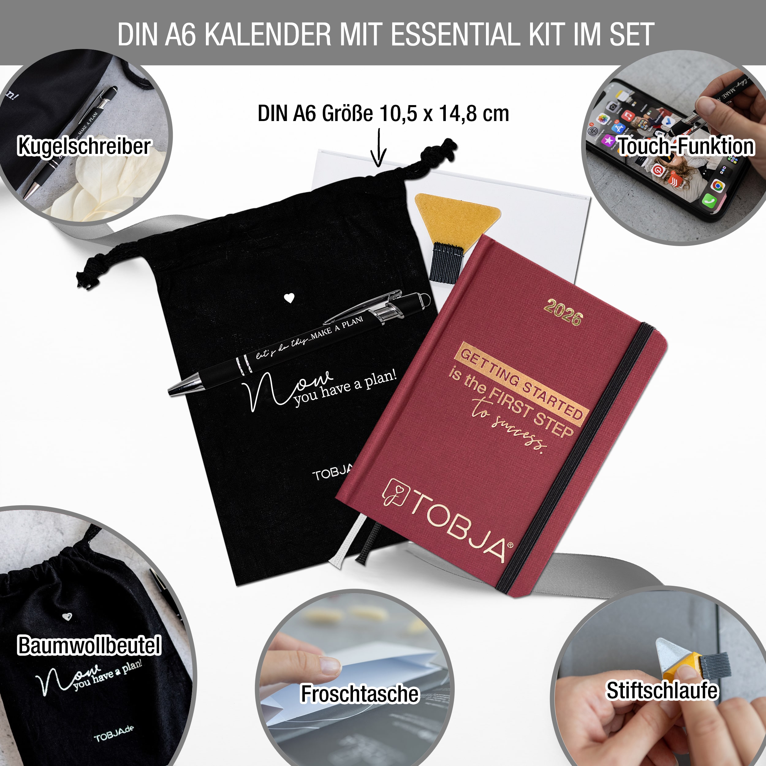 Taschenkalender 2026 A6 "Red Success" A6 Essential Kit + Taschenkalender 2026 "red success" Kalender