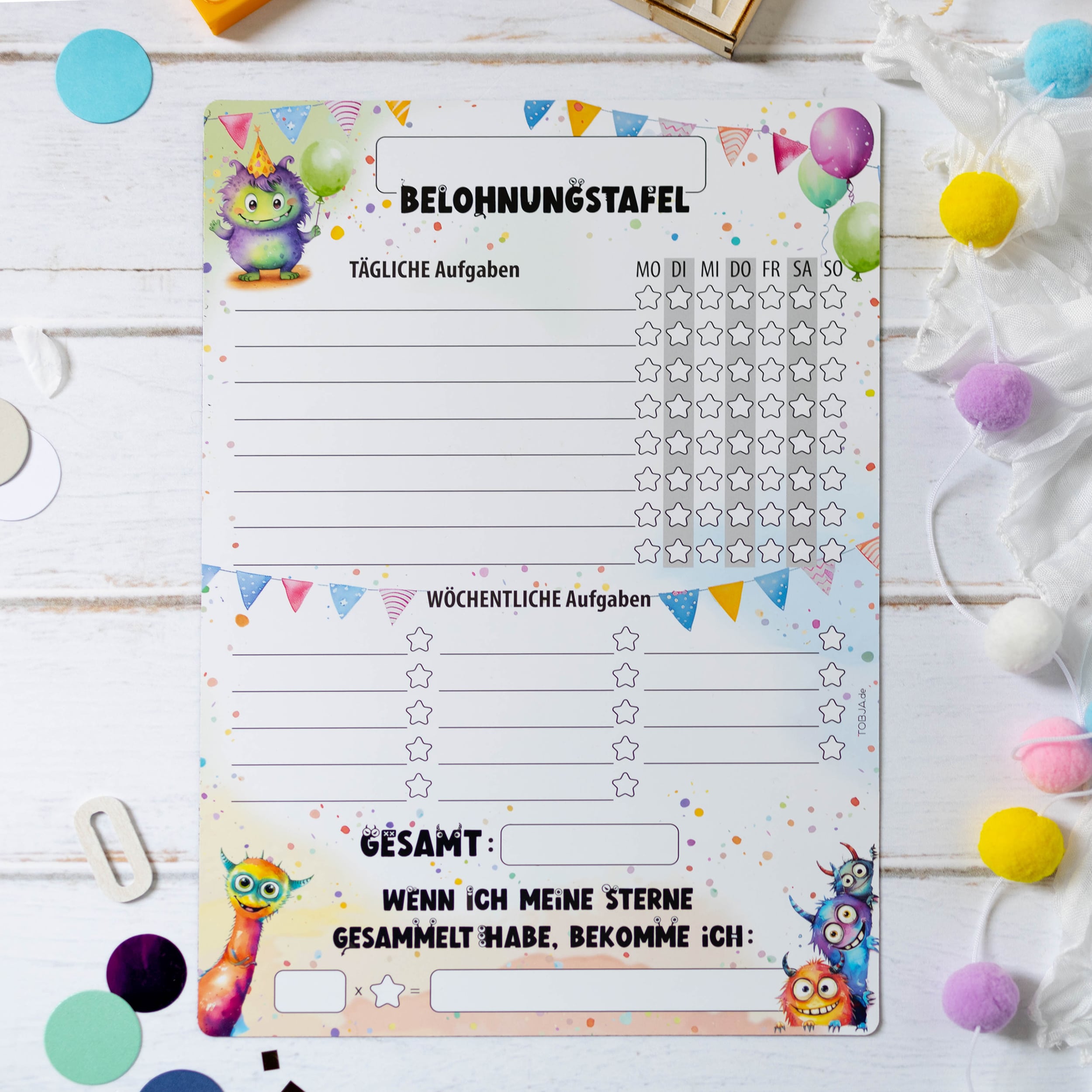 Belohnungstafel A4 magnetisch Monster
