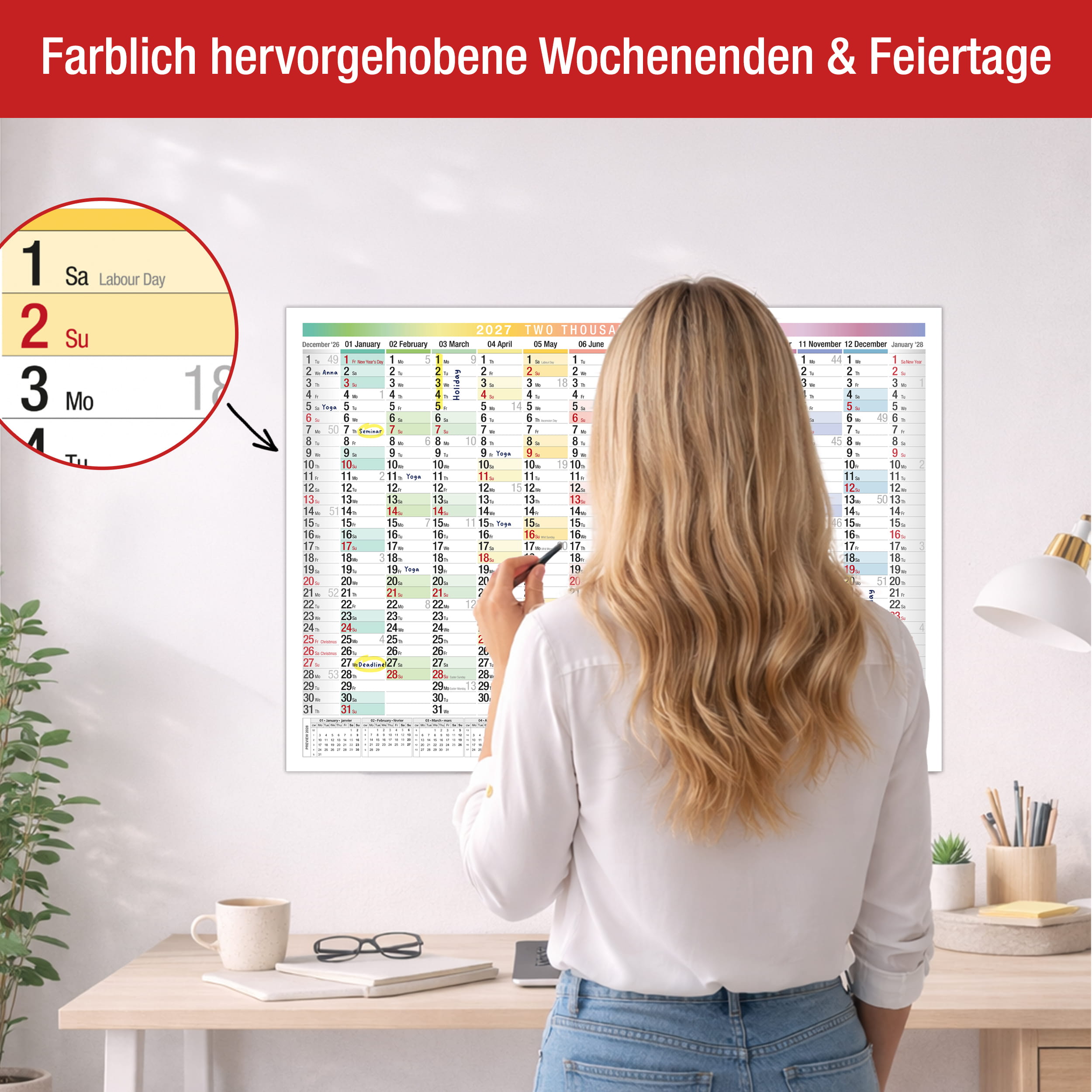 Wall Calendar 2027 A2 Bunt EU English