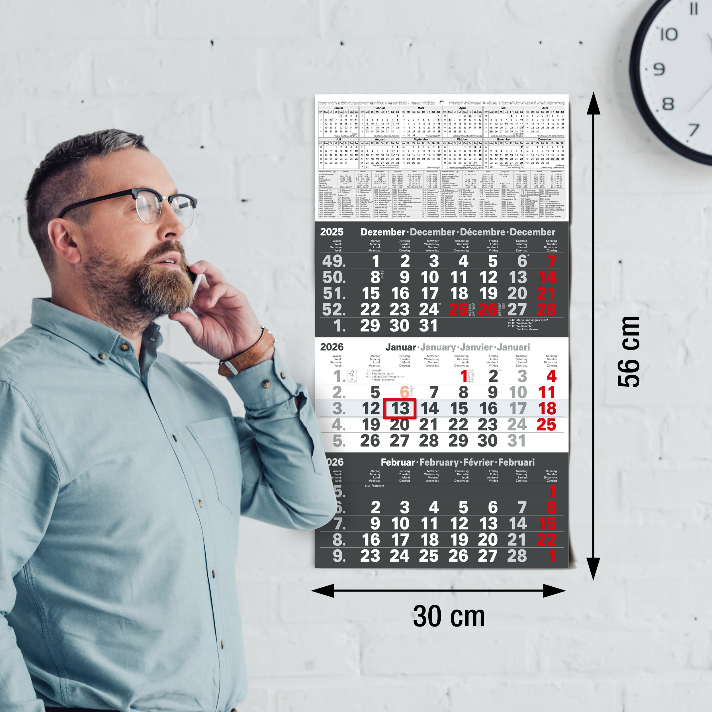 3-Monatskalender 2026 Anthrazit 3-Monatskalender 2026 Anthrazit
