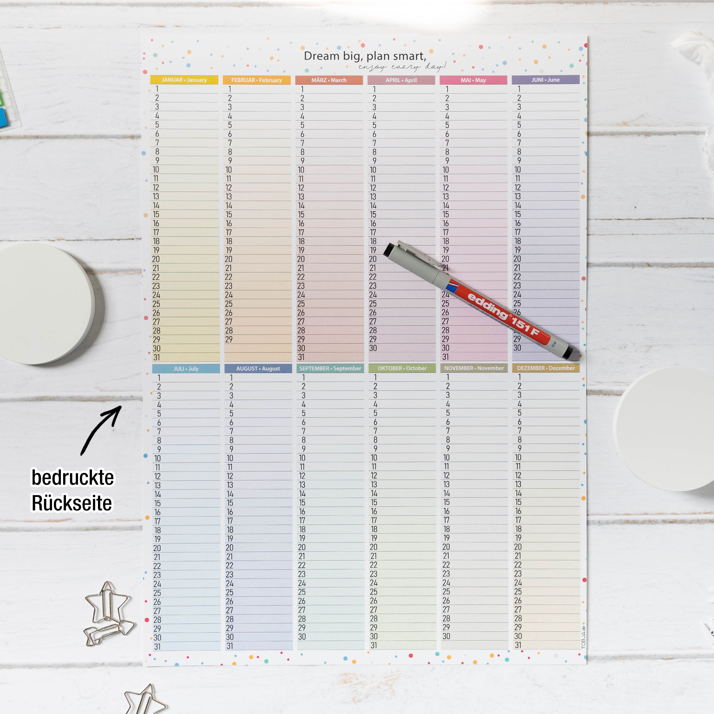 A3 Immerwährender Abwischbarer Kalender "Dots"