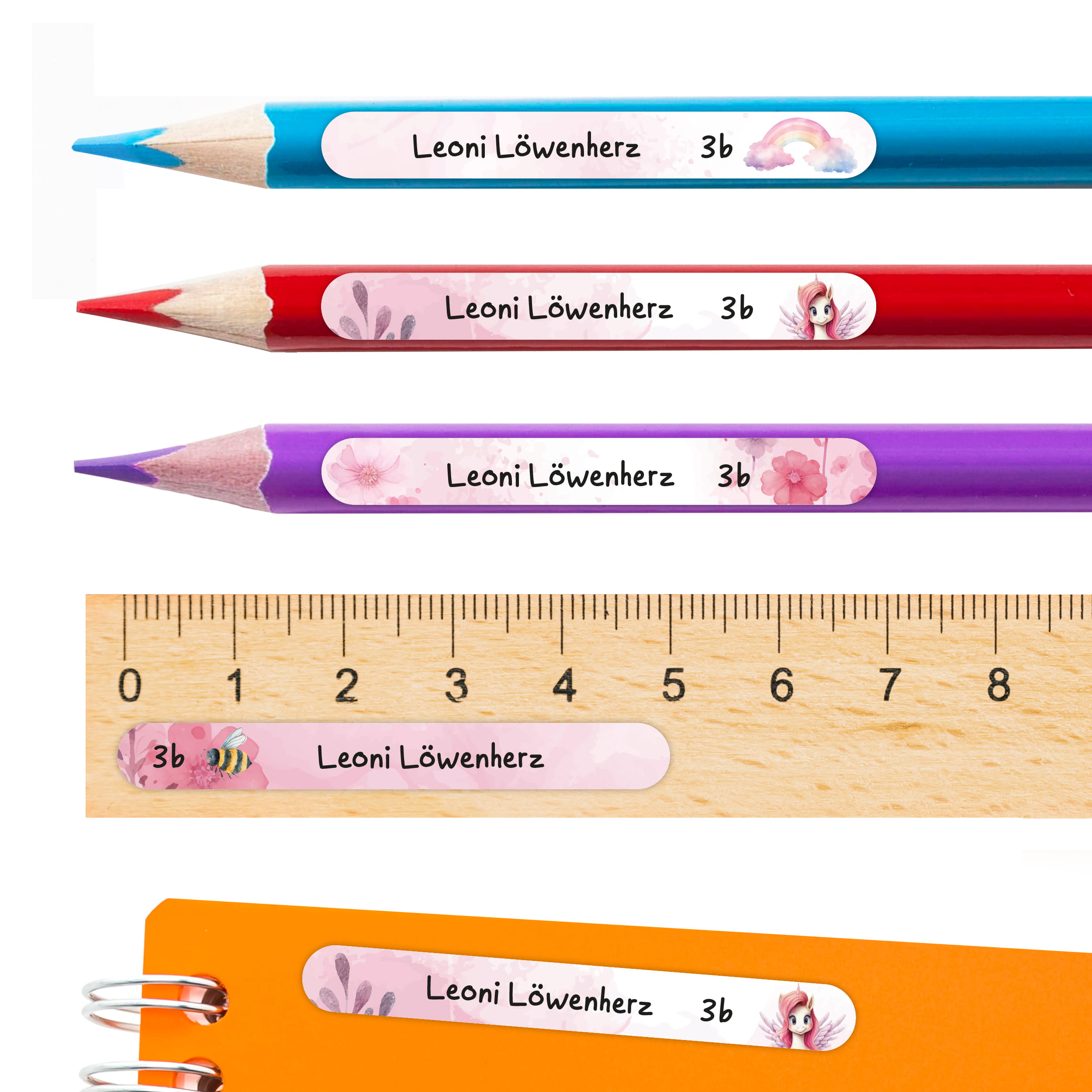 Namensaufkleber für Stifte, personalisiert Alicorn