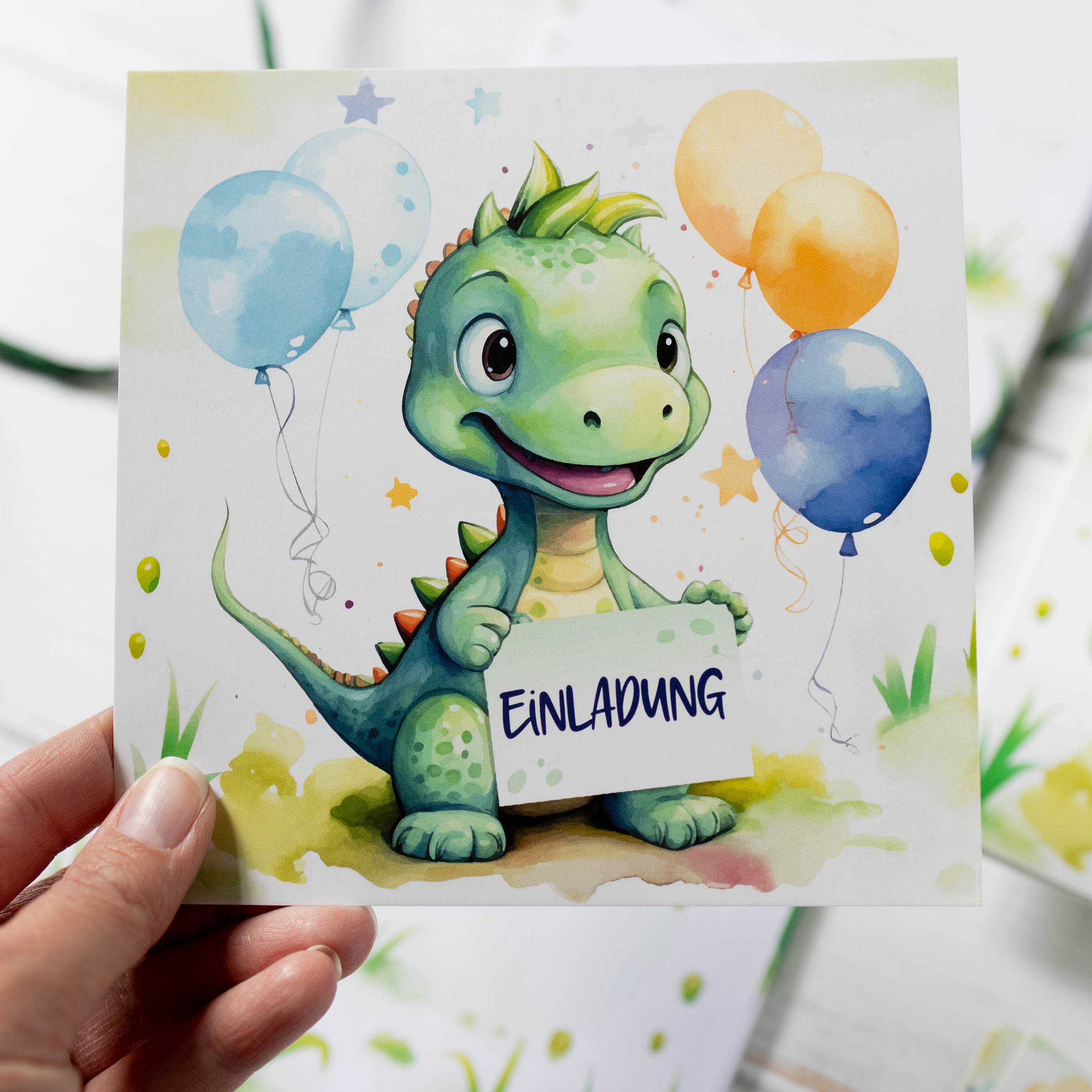 XXL Dino Einladungskarten für Kindergeburtstag