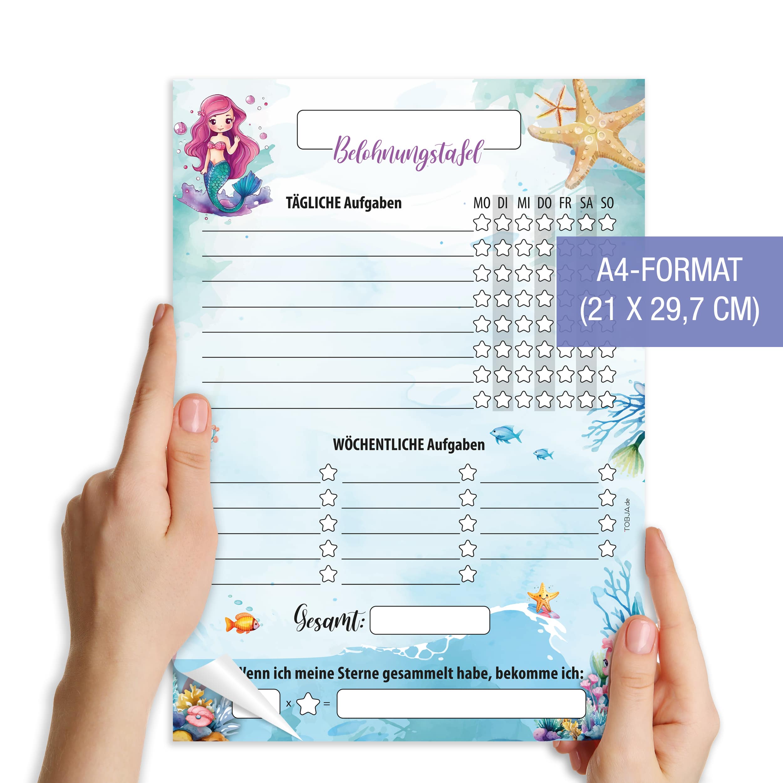 Belohnungstafel Kinder 25 Blatt Meerjungfrau