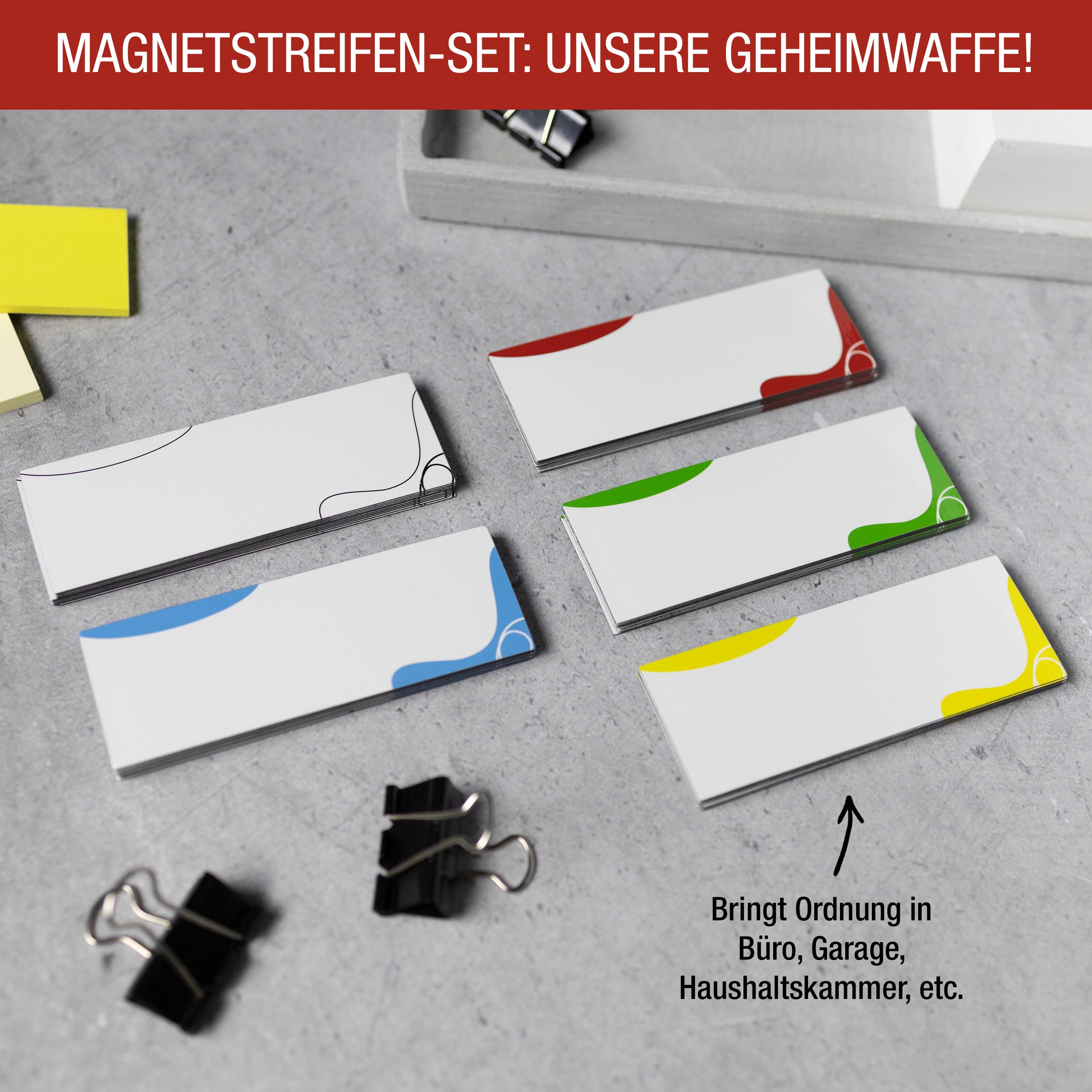 Beschreibbare Magnetstreifen: 50Stck. Bunt
