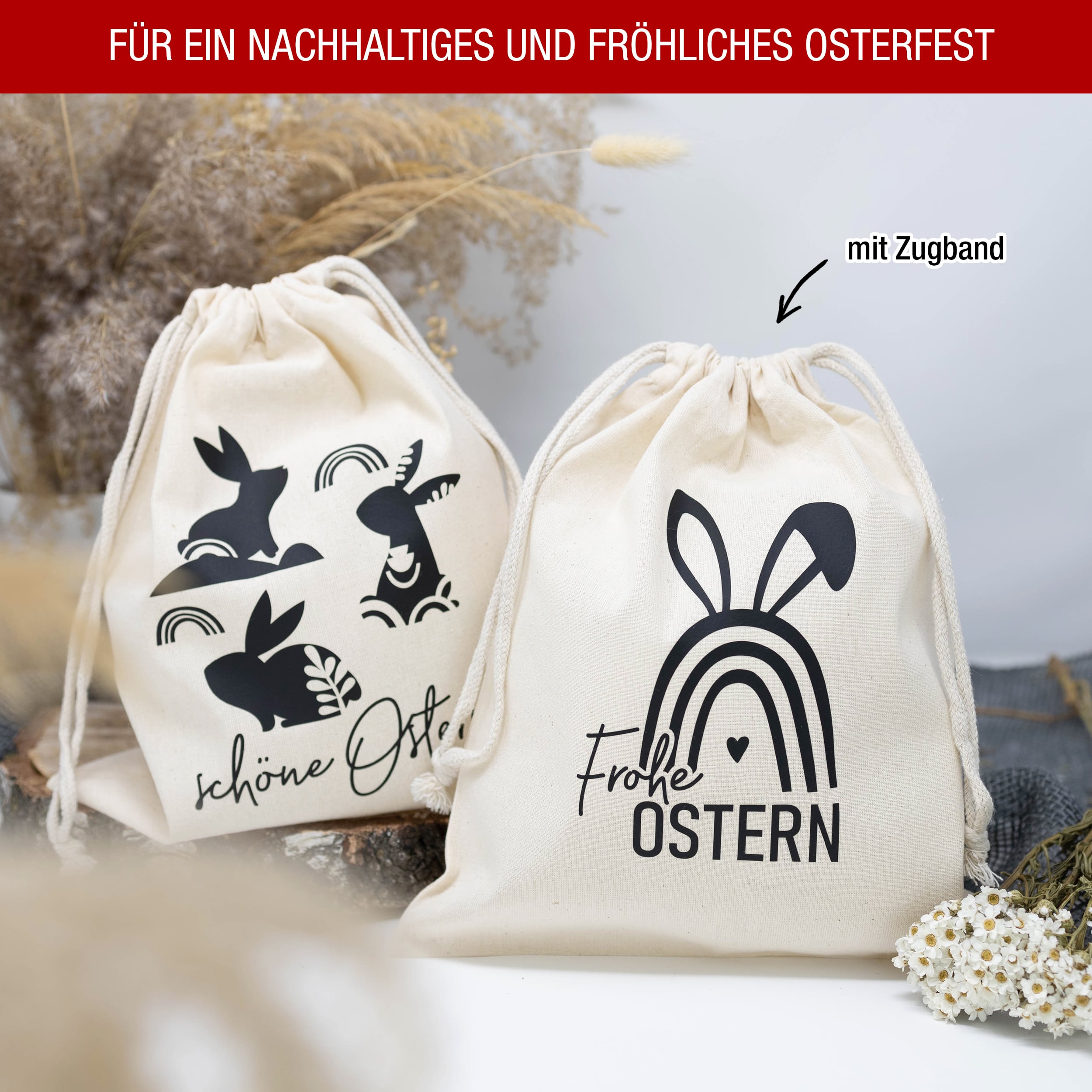 Ostern 2 Zuzieh Baumwollbeutel Set01 Ostern 2 Zuzieh Baumwollbeutel Set01