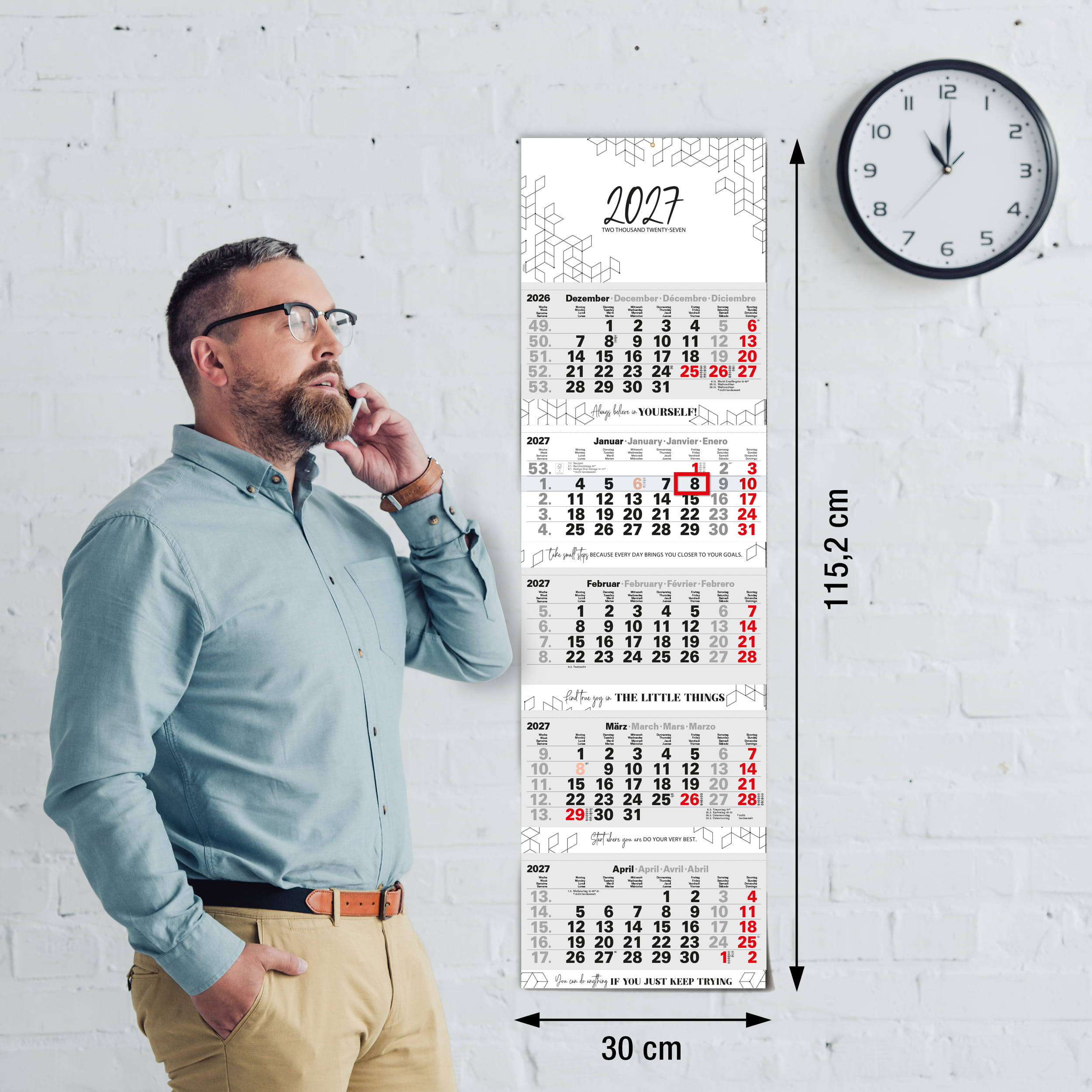 5-Monatskalender 2027 Block XL 33x115