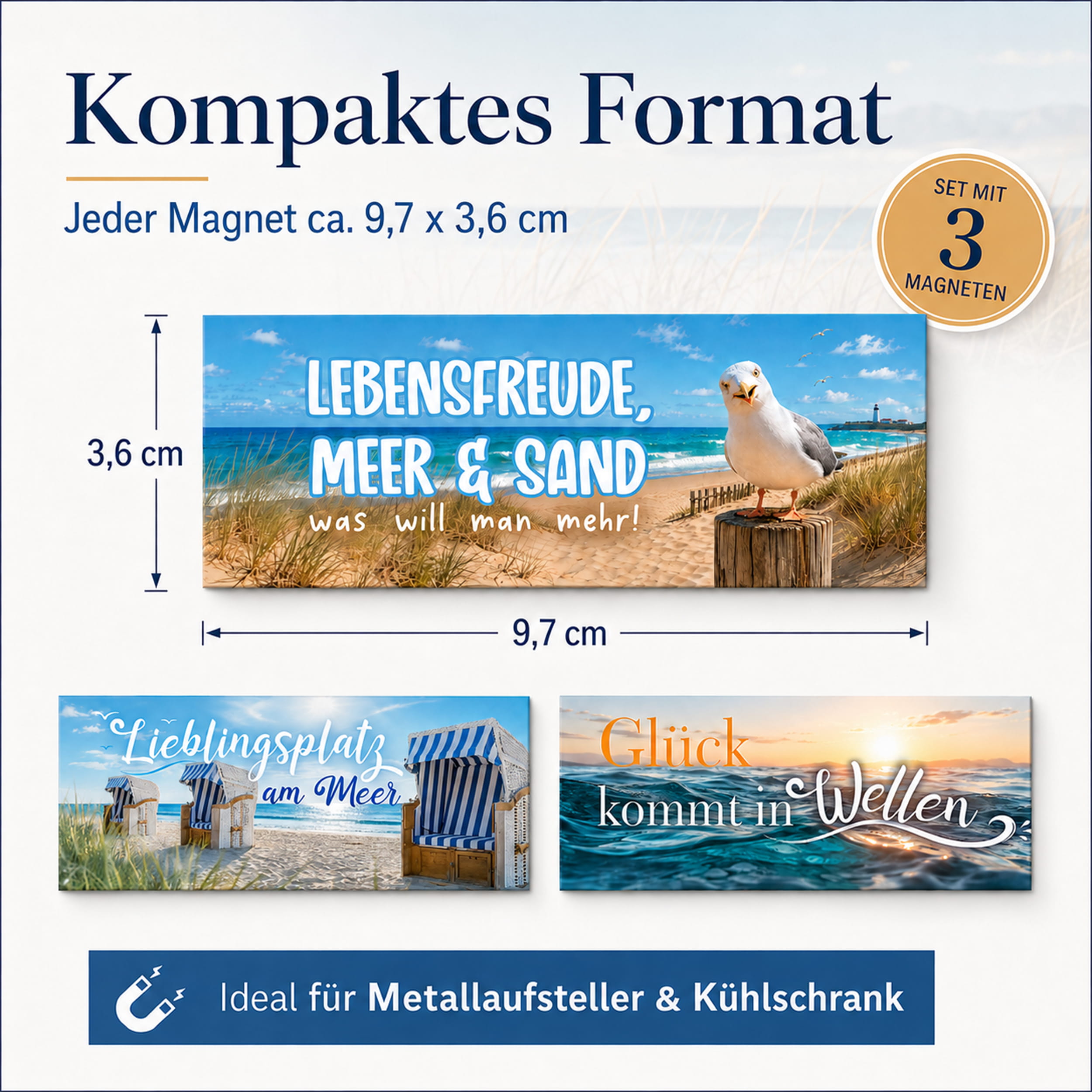 Magnet-System – Magnetset Meer (3 mag. Deko-Streifen für Tischkalender)