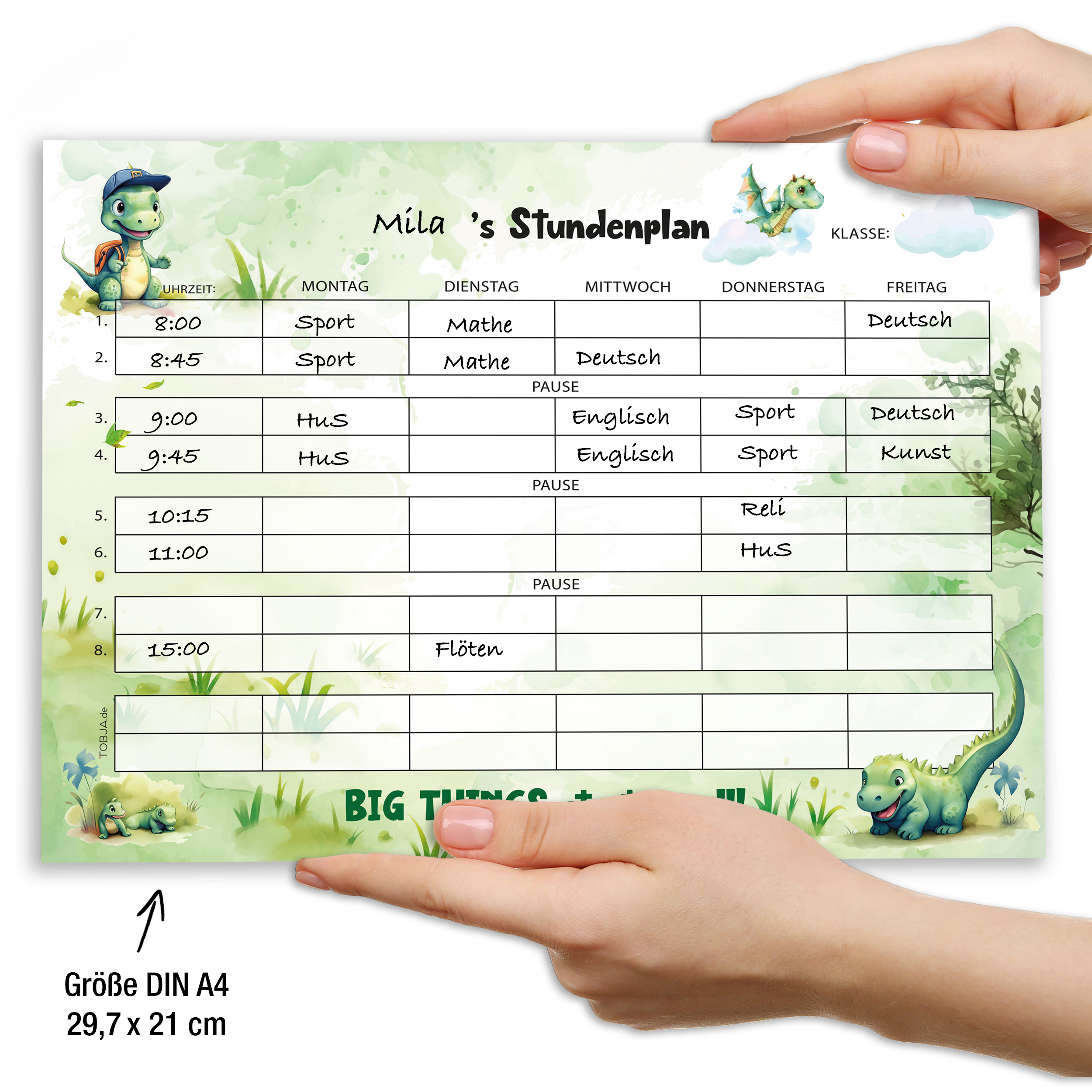 Stundenplan Block "Dino Drache" Stundenplan Block "Dino Drache"