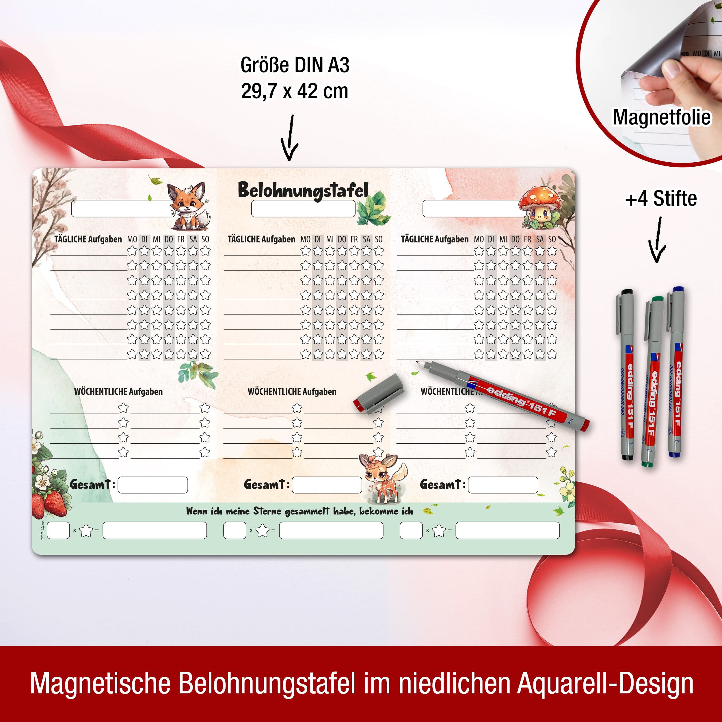 Belohnungstafel Waldtiere magentisch