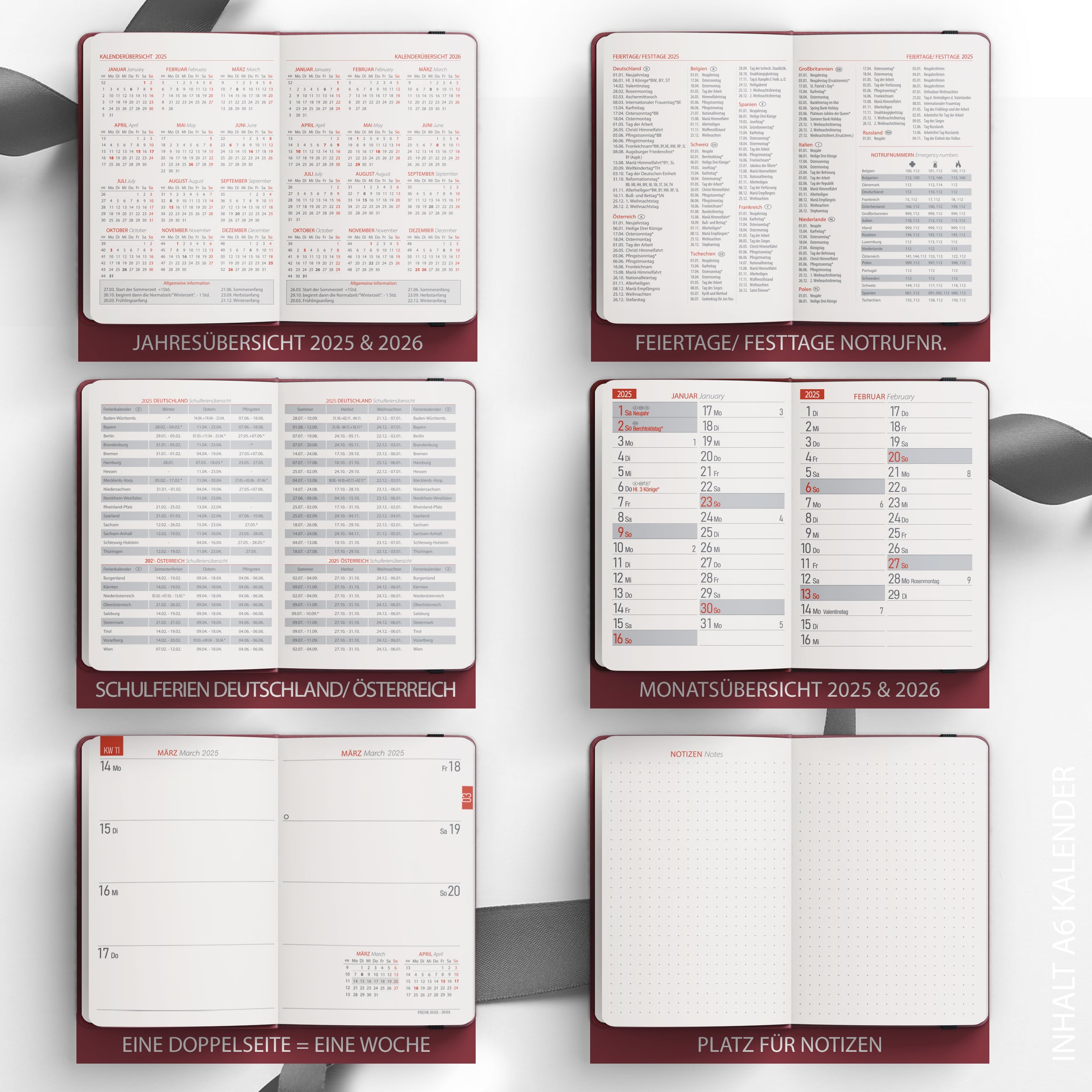 Taschenkalender 2025 A6 "Black Success" Taschenkalender 2025 A6 "Red Success"