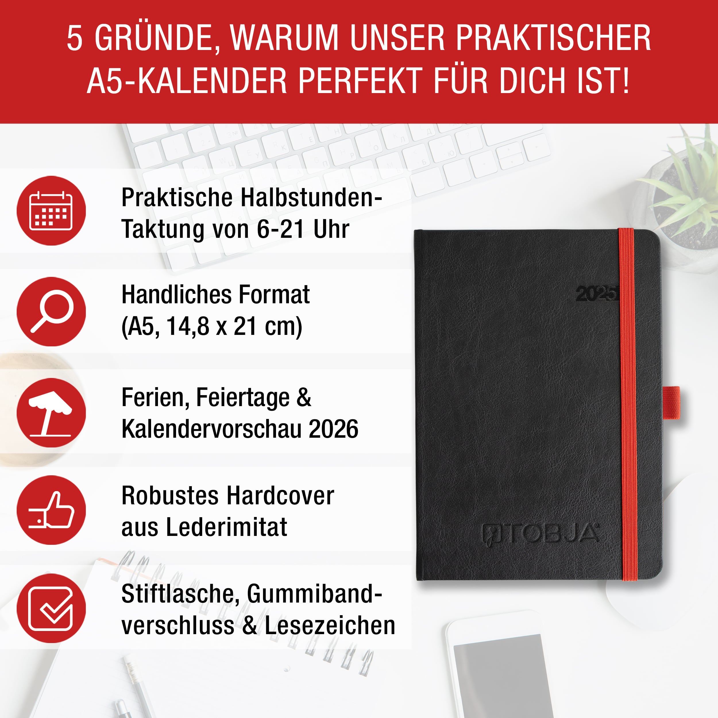 Buchkalender 2025 A5 "Black Business" Buchkalender 2025 A5 "Black Business"