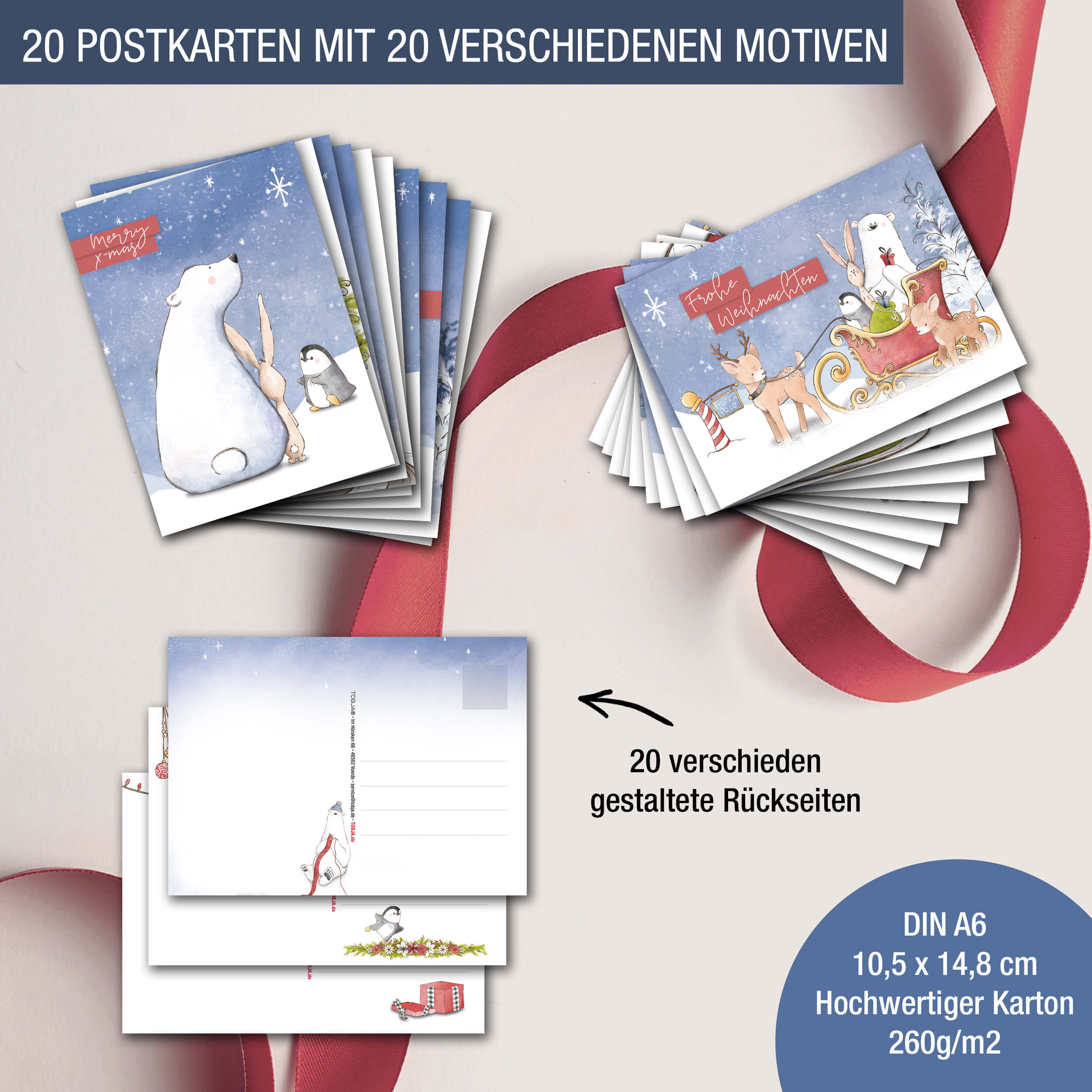 Weihnachtspostkarten "Tiere im Schnee"