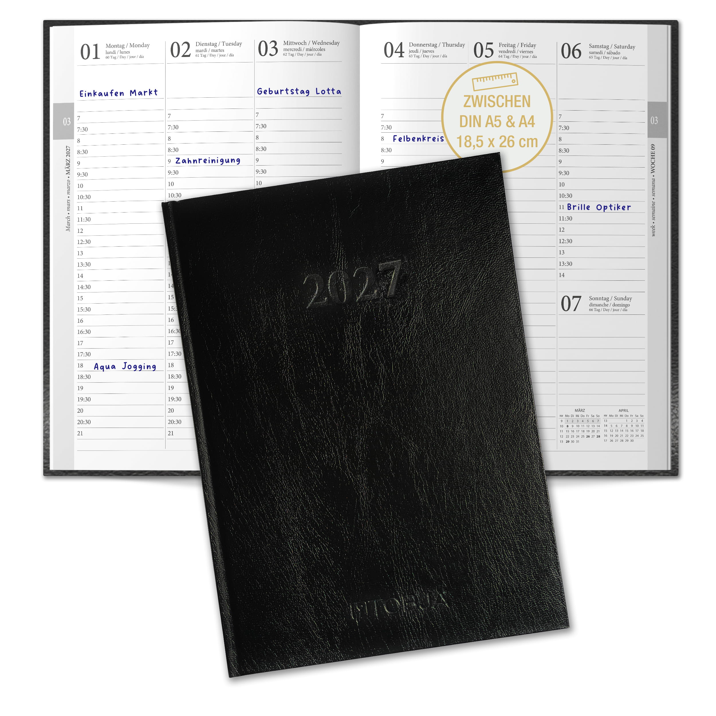 Buchkalender 2027 OptiPlaner Pure schwarz