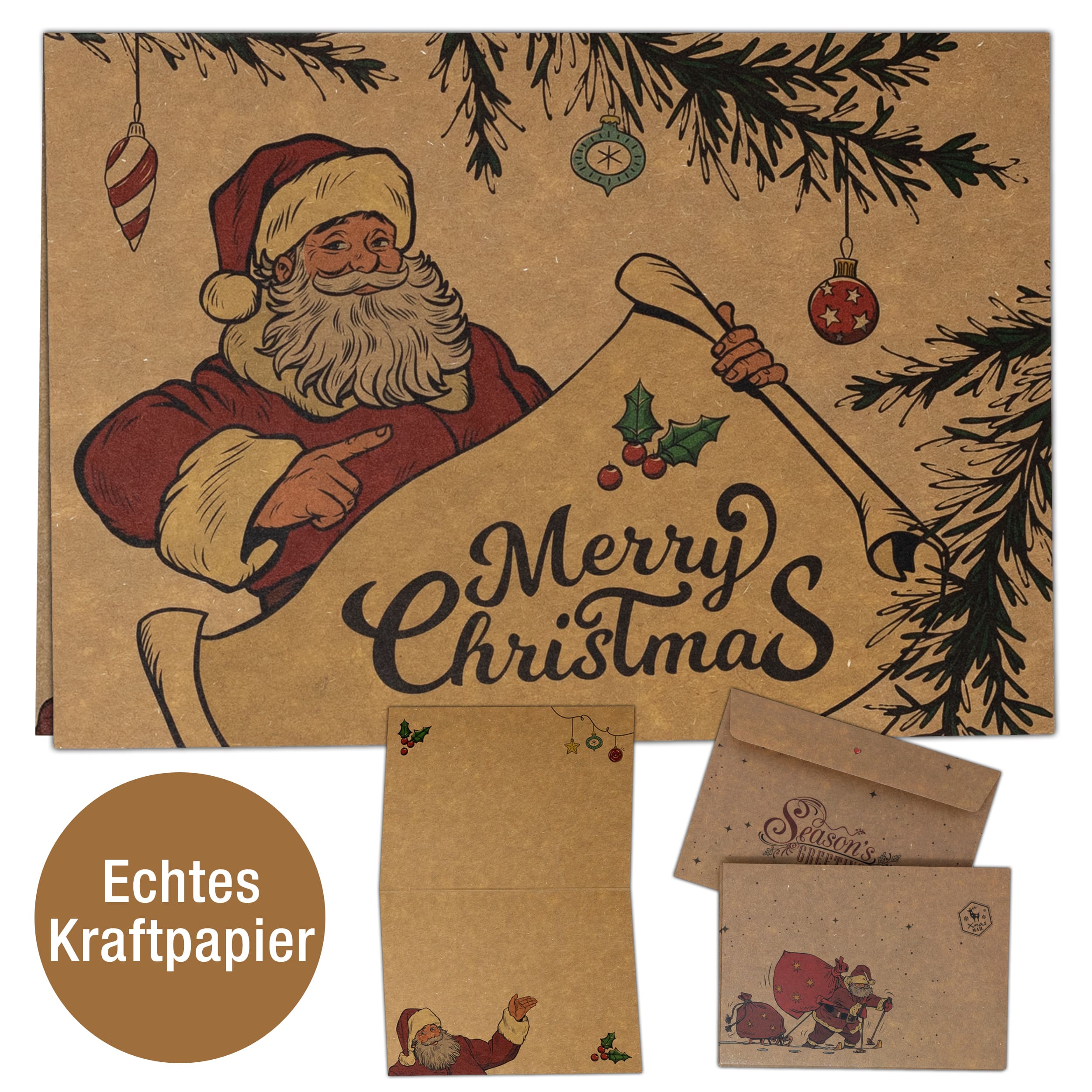 Weihnachtskarten Weihnachtsmann "Kraftpapier"