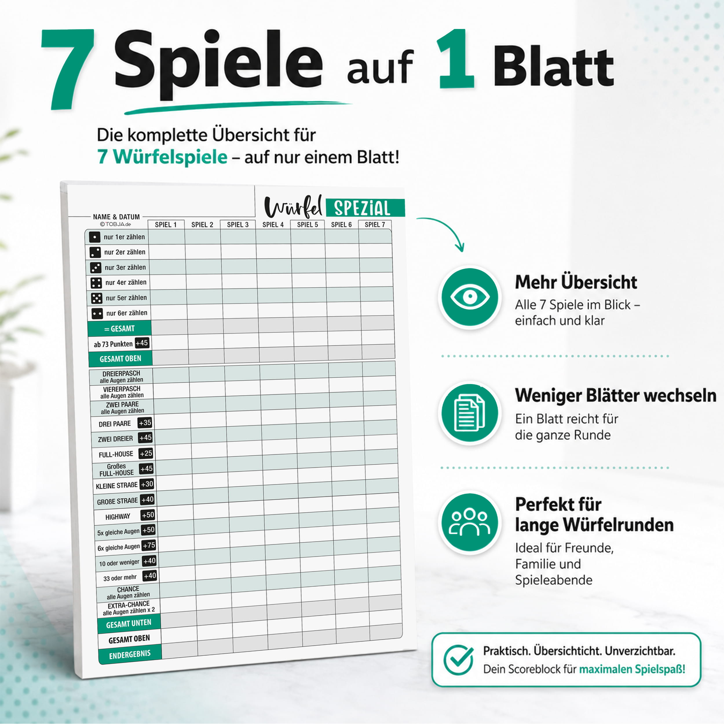 Würfelspiel Block Spezial DIN A4