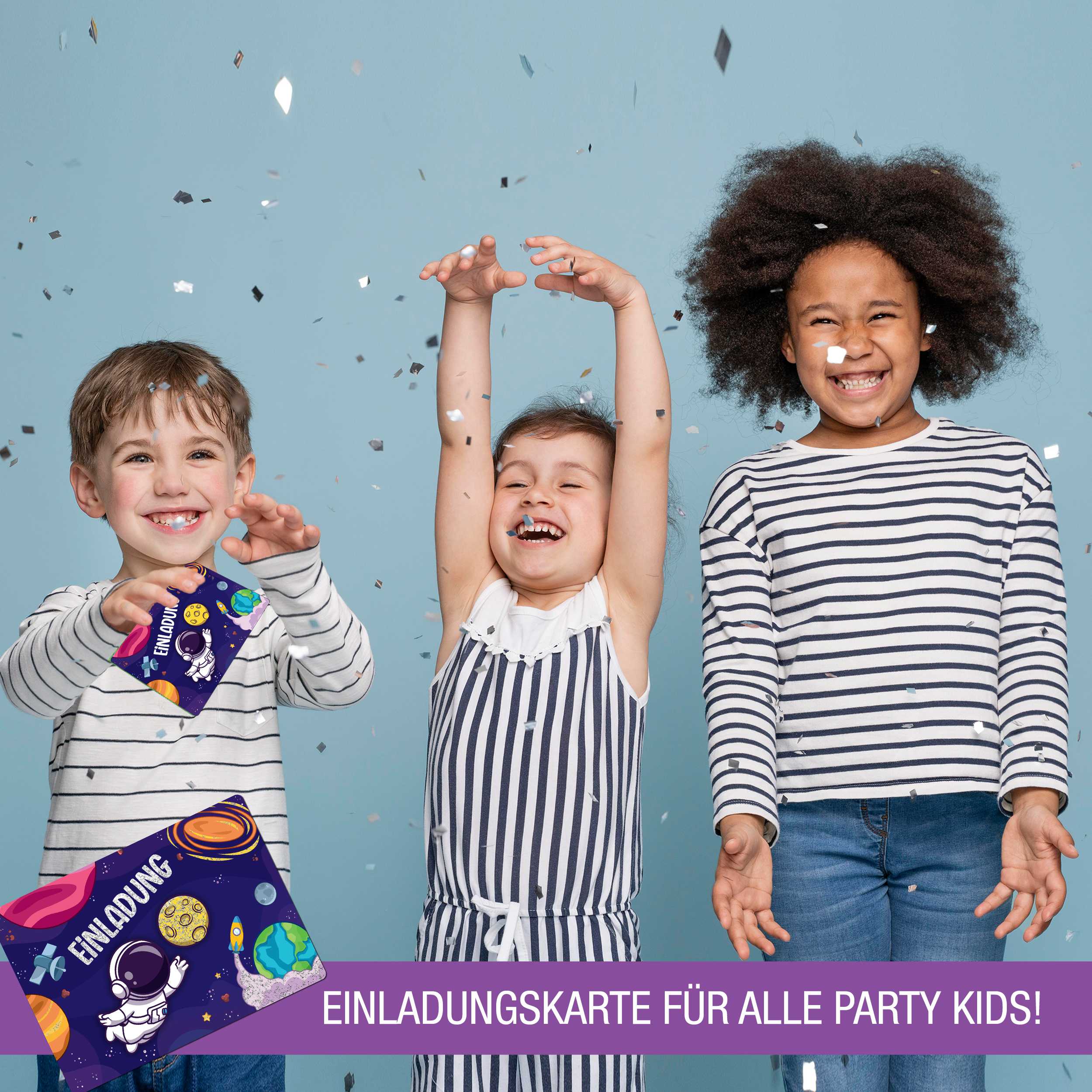12 Einladungskarten inkl. Umschläge "Astronauten Party"