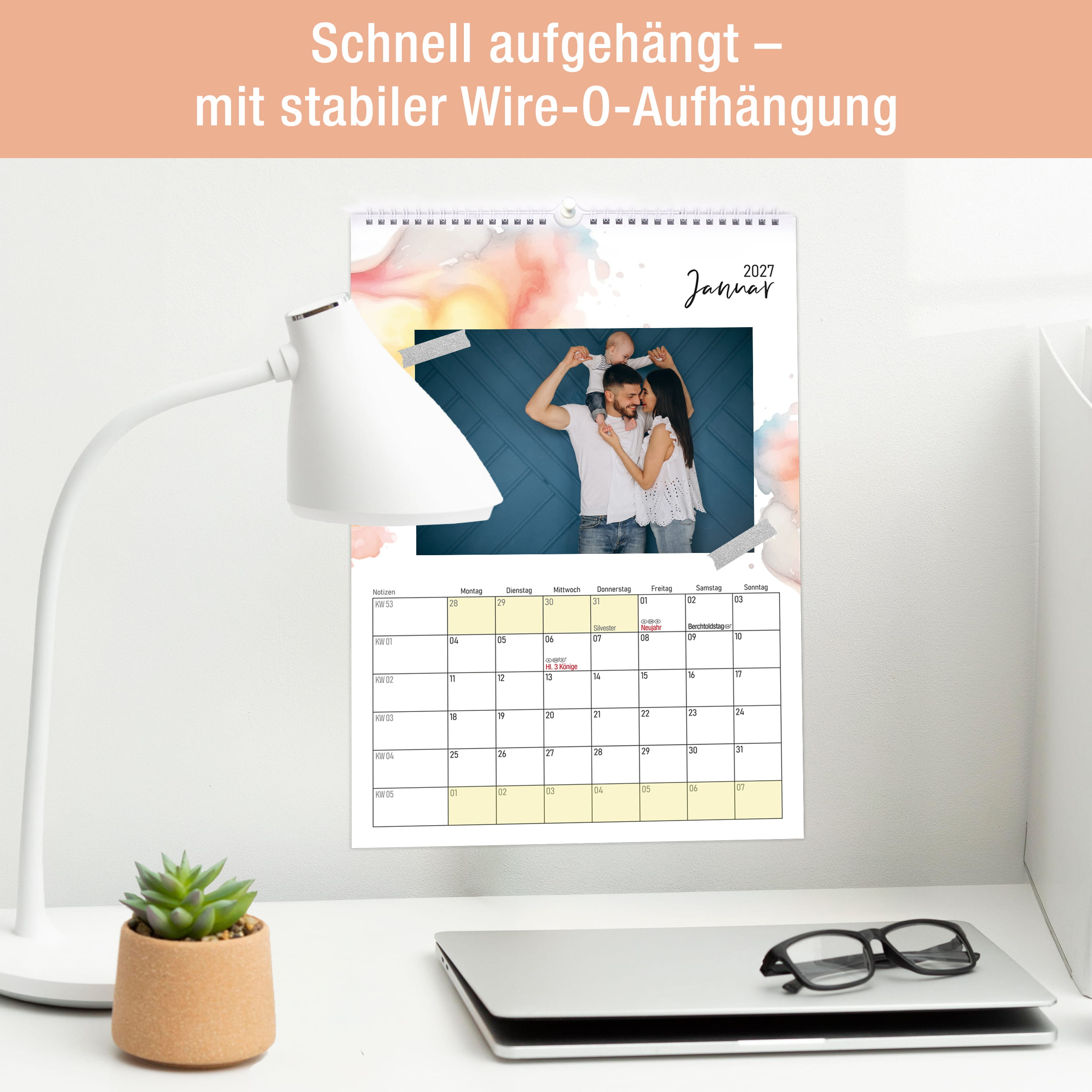 DIY Foto-Kalender 2027 A4 Aquarell