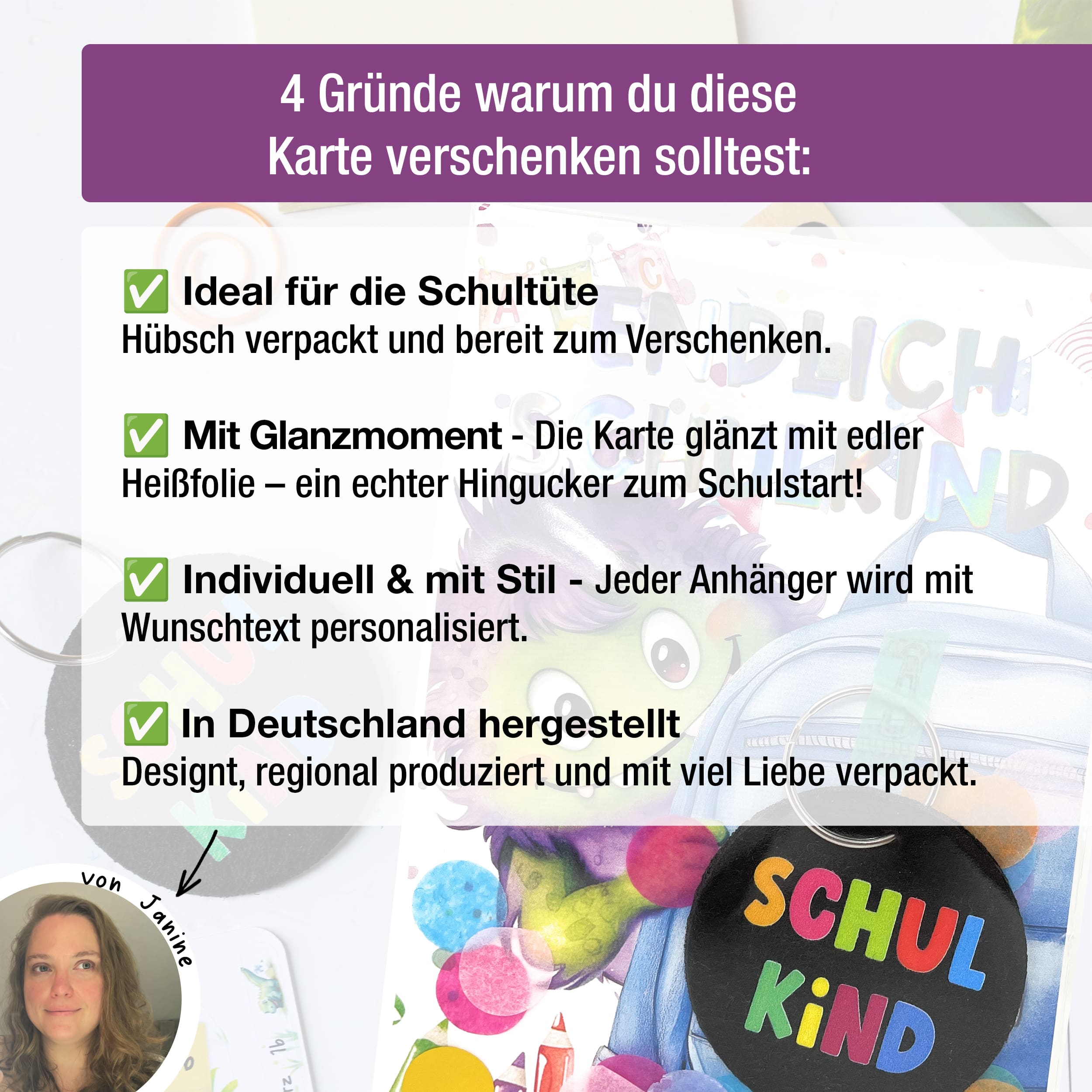 A6 Karte Glückwunsch Einschulung Meerjungfrau + Anhänger Mit Name A6 Karte Glückwunsch Einschulung Monster + Anhänger Mit Name