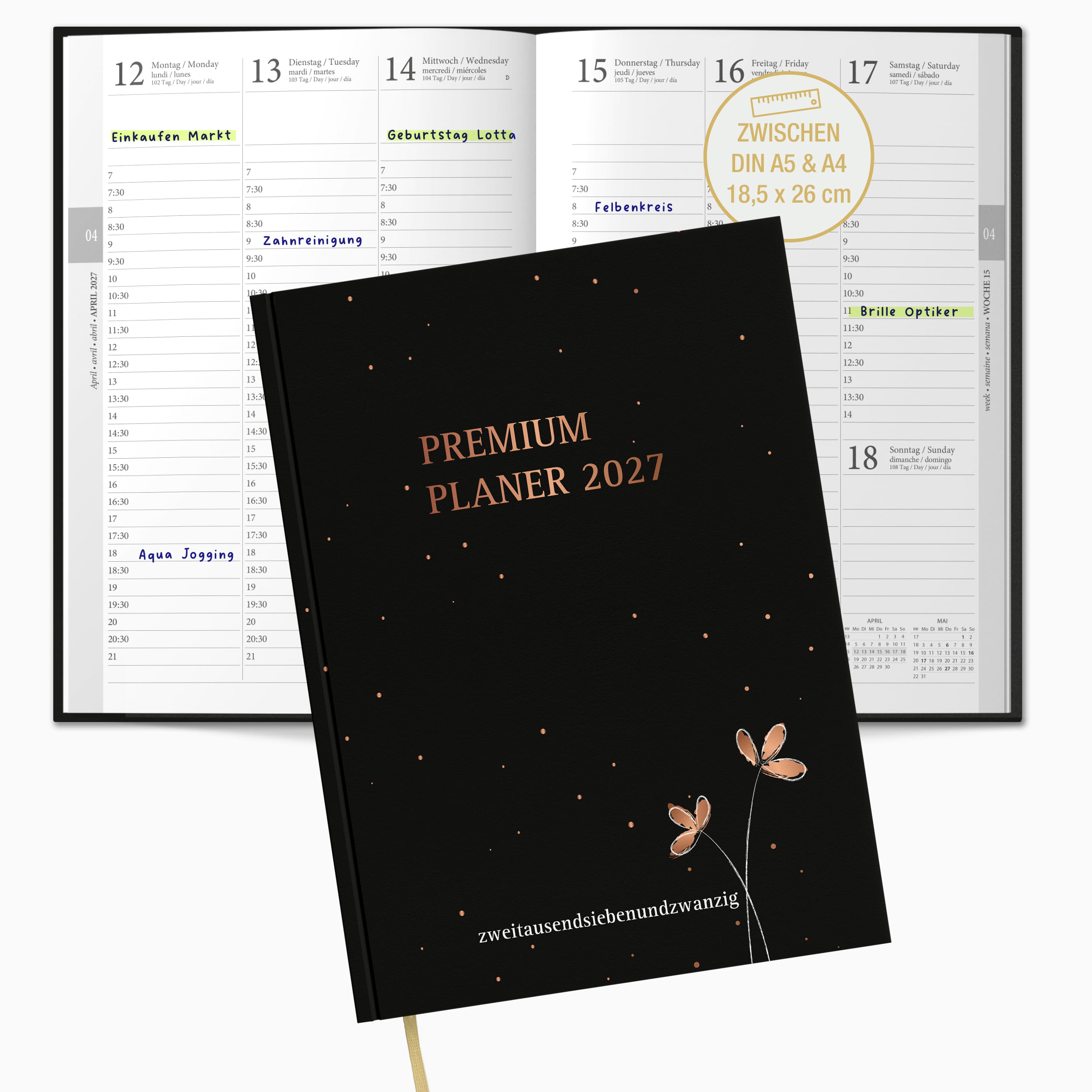 Buchkalender 2027 OptiPlaner Noir schwarz