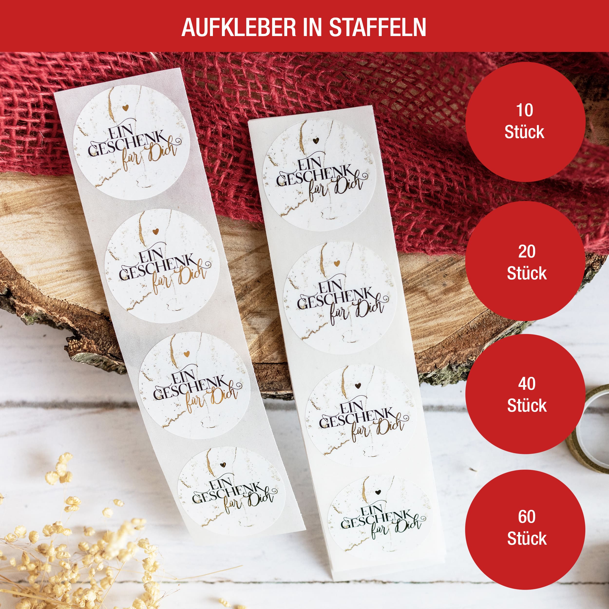 "Ein Geschenk für Dich" Aufkleber Gold "Ein Geschenk für Dich" Aufkleber Gold