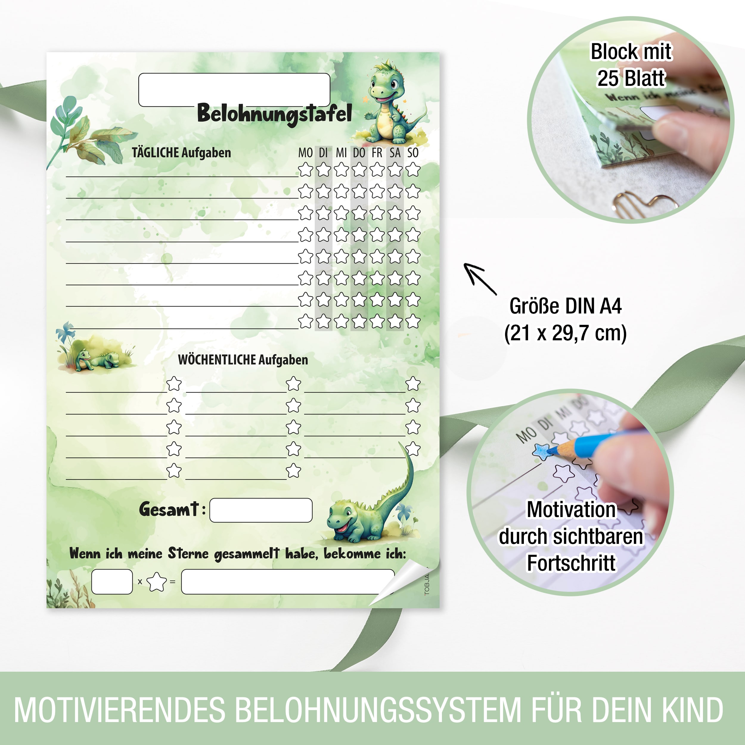 Belohnungstafel Kinder 25 Blatt Dino Belohnungstafel Kinder 25 Blatt Dino