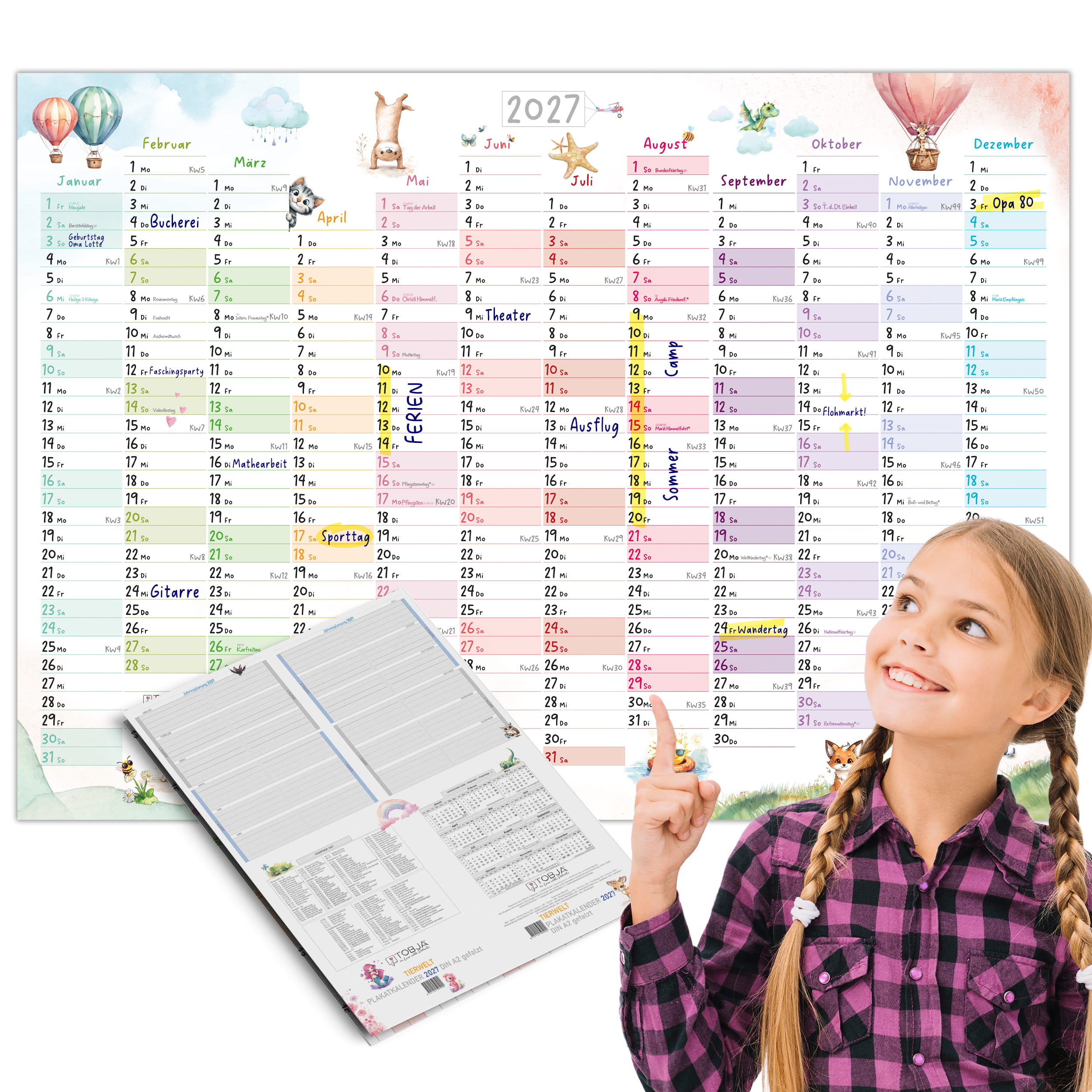 Wandkalender 2027 A2 Tierwelt