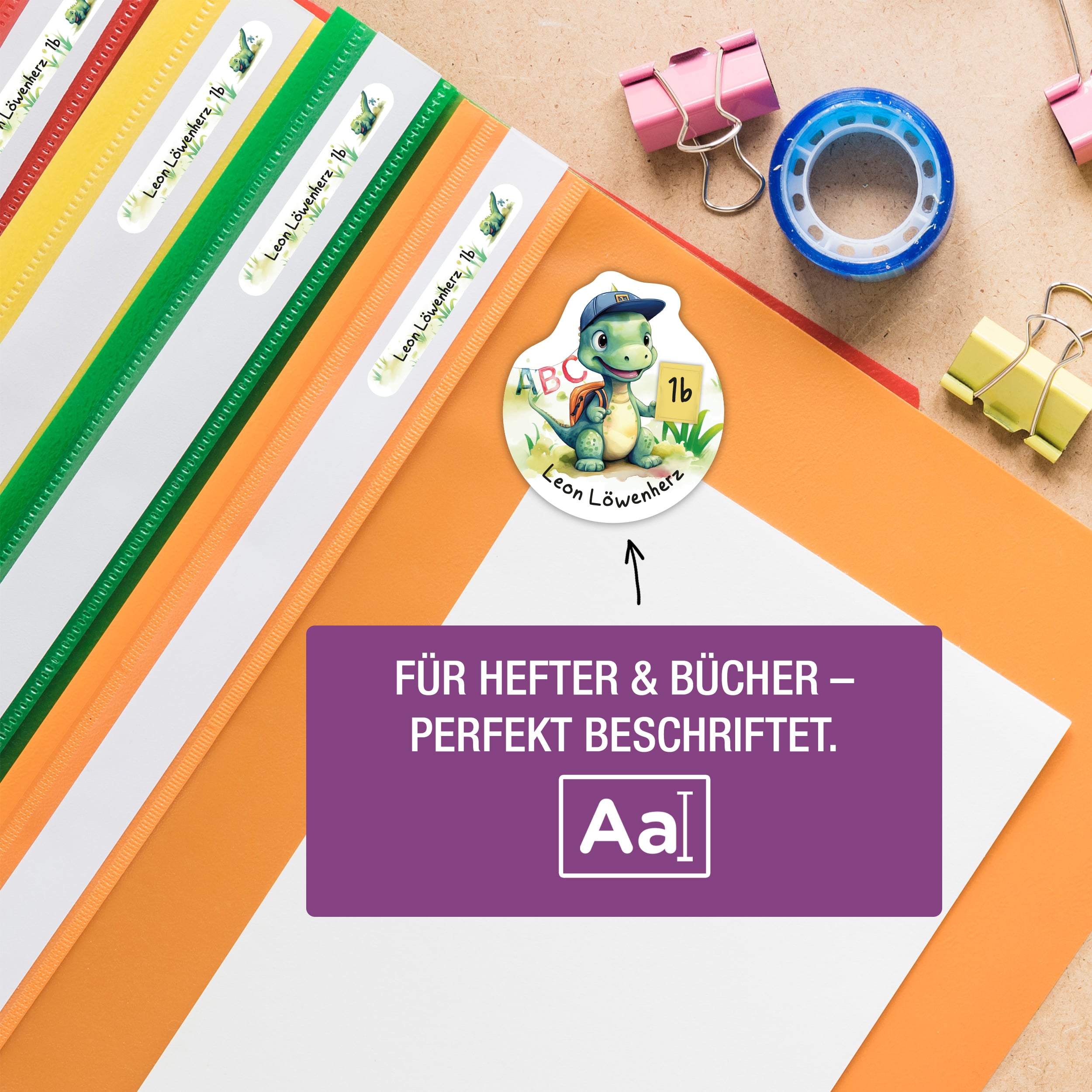 Sticker Set Dino Grundschule personalisiert Name