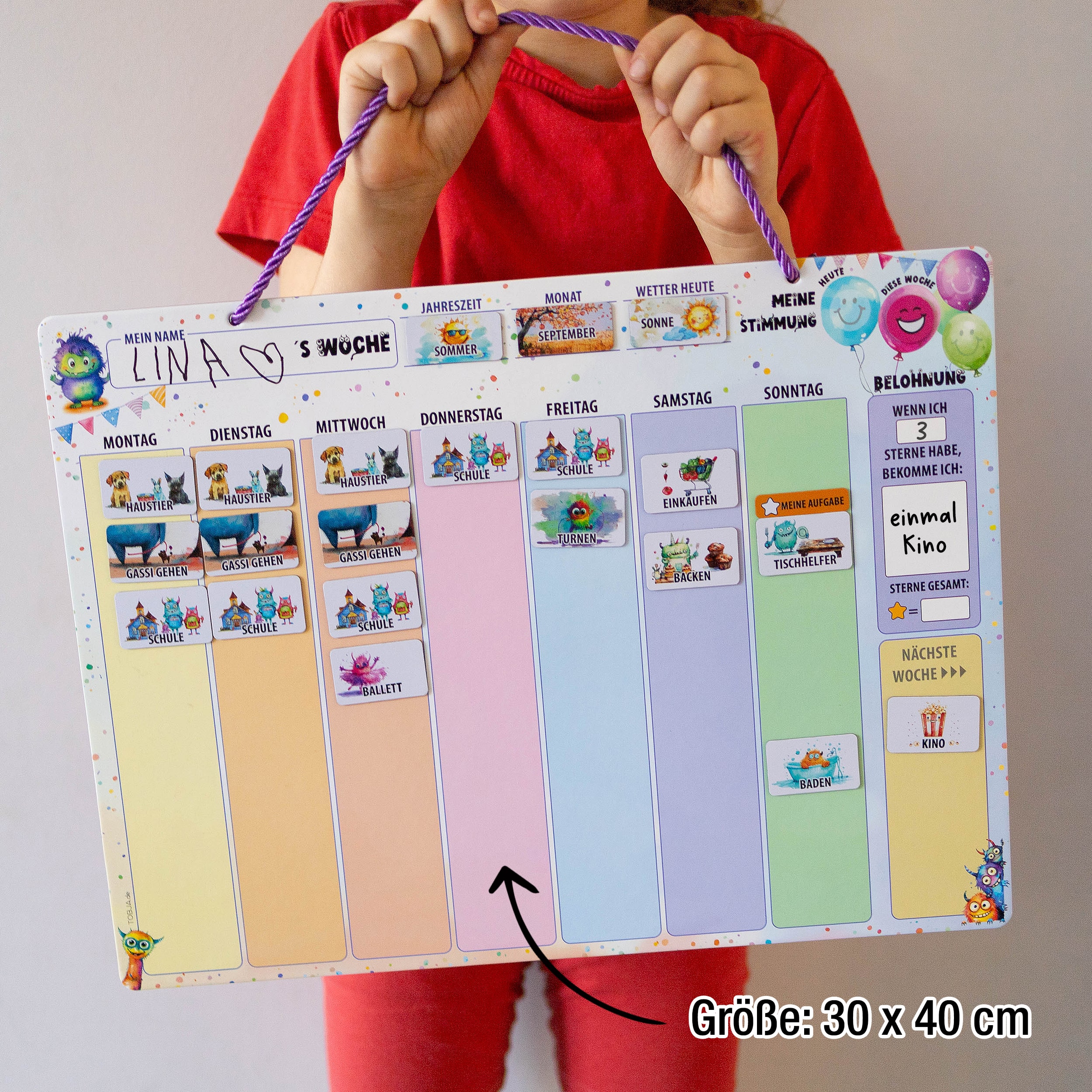 Wochenplaner Kinder inkl Magnete & Stift