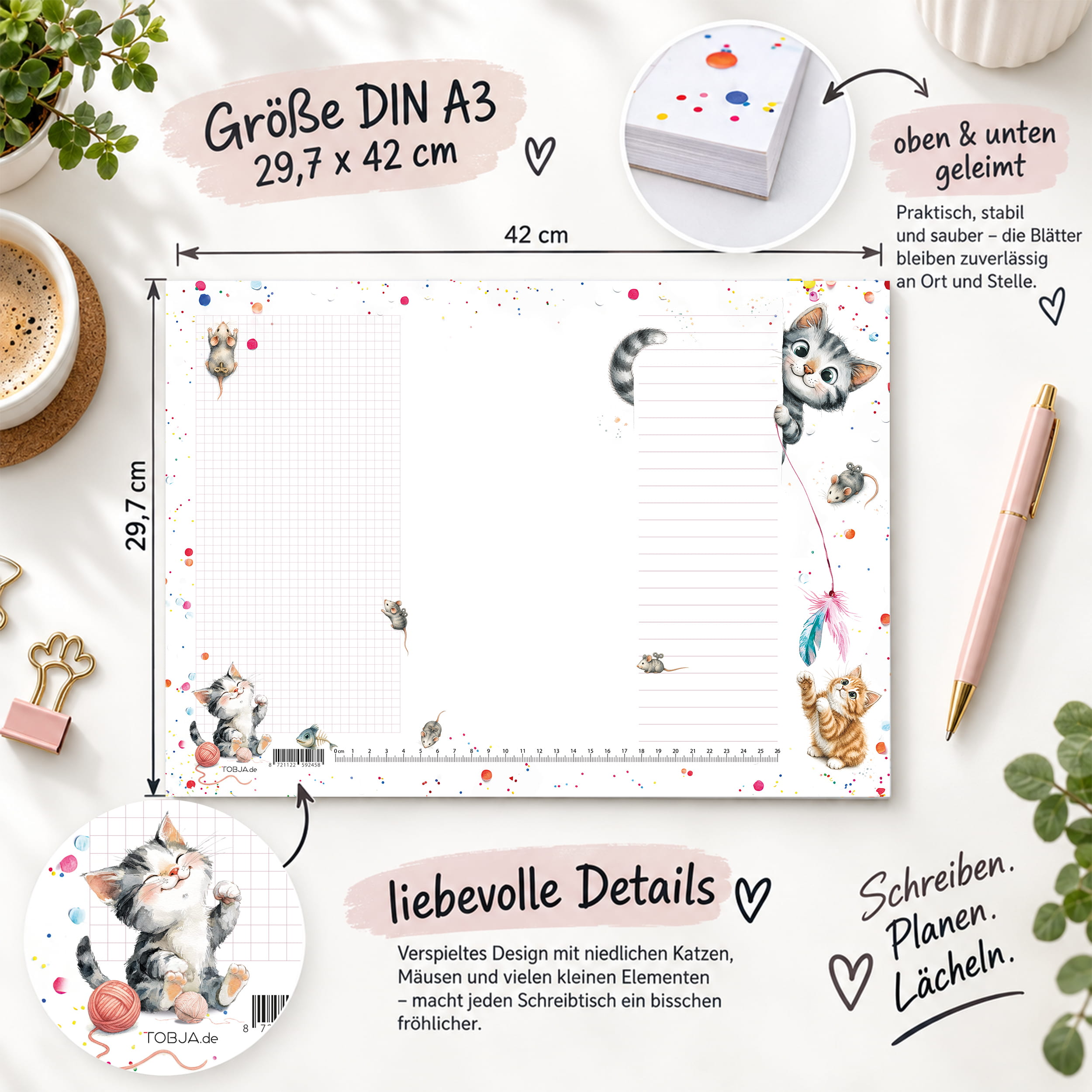A3 Schreibtischunterlage Katze