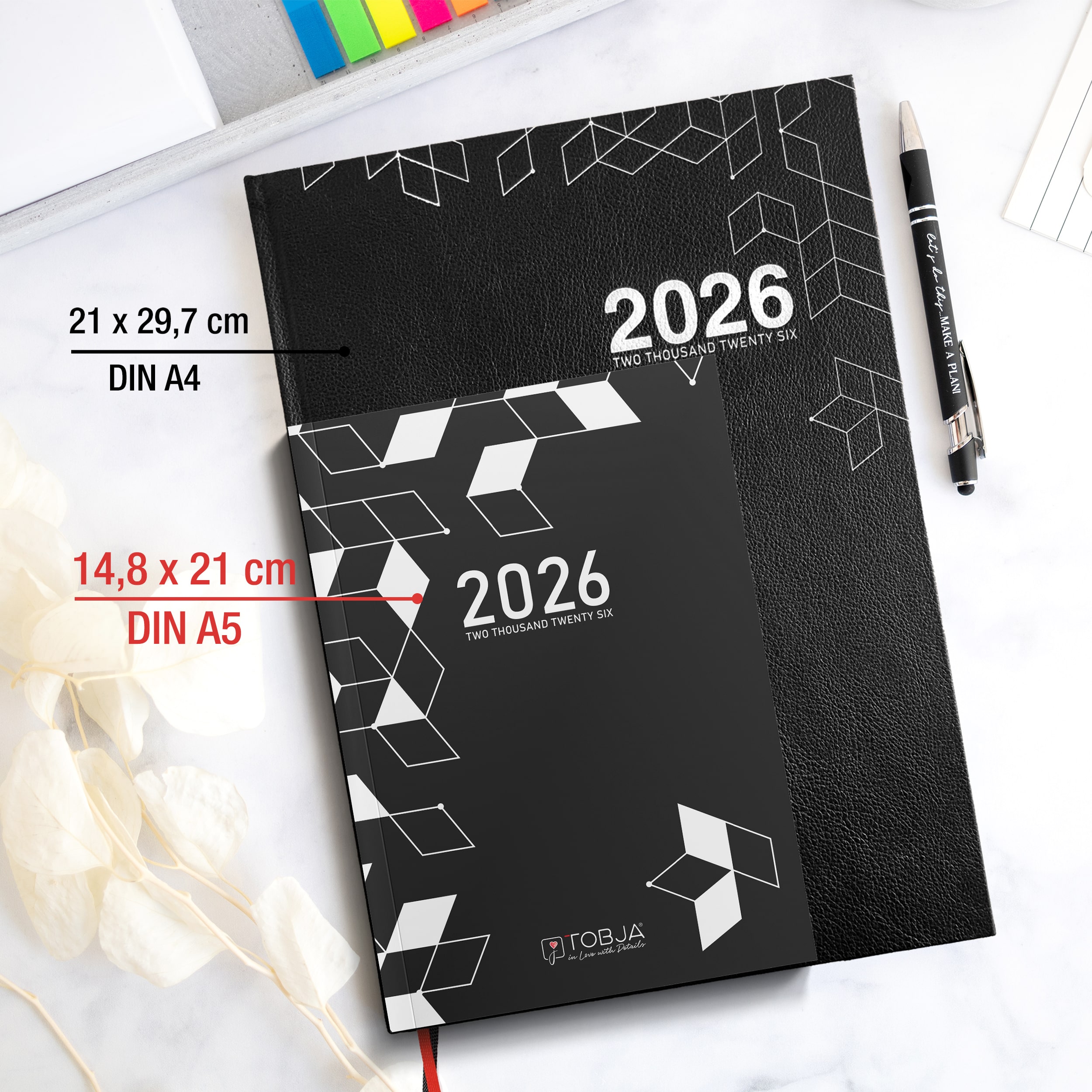 Taschenkalender 2026 A5 mit 15-Minuten-Taktung