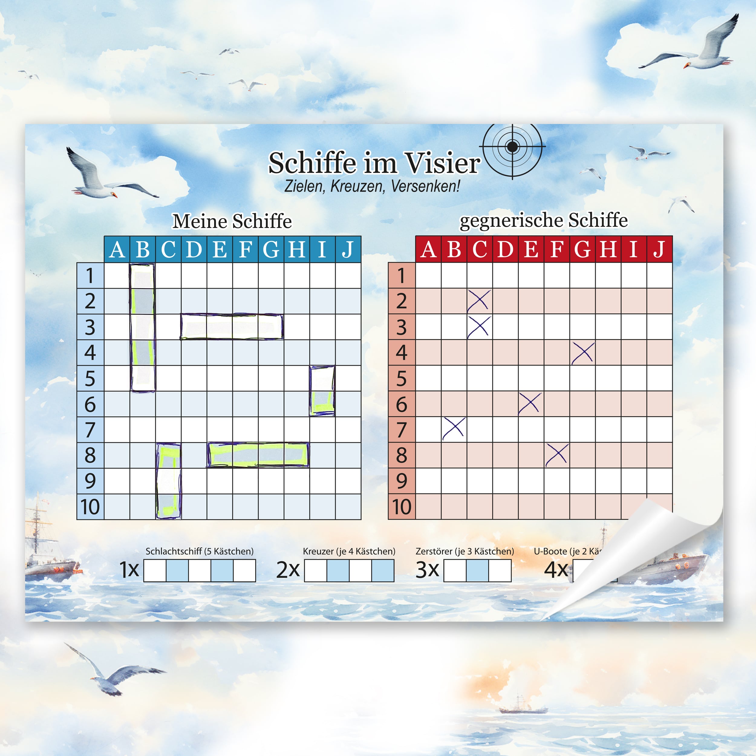 Schiffe versenken A4 Block Schiffe versenken A4 Block