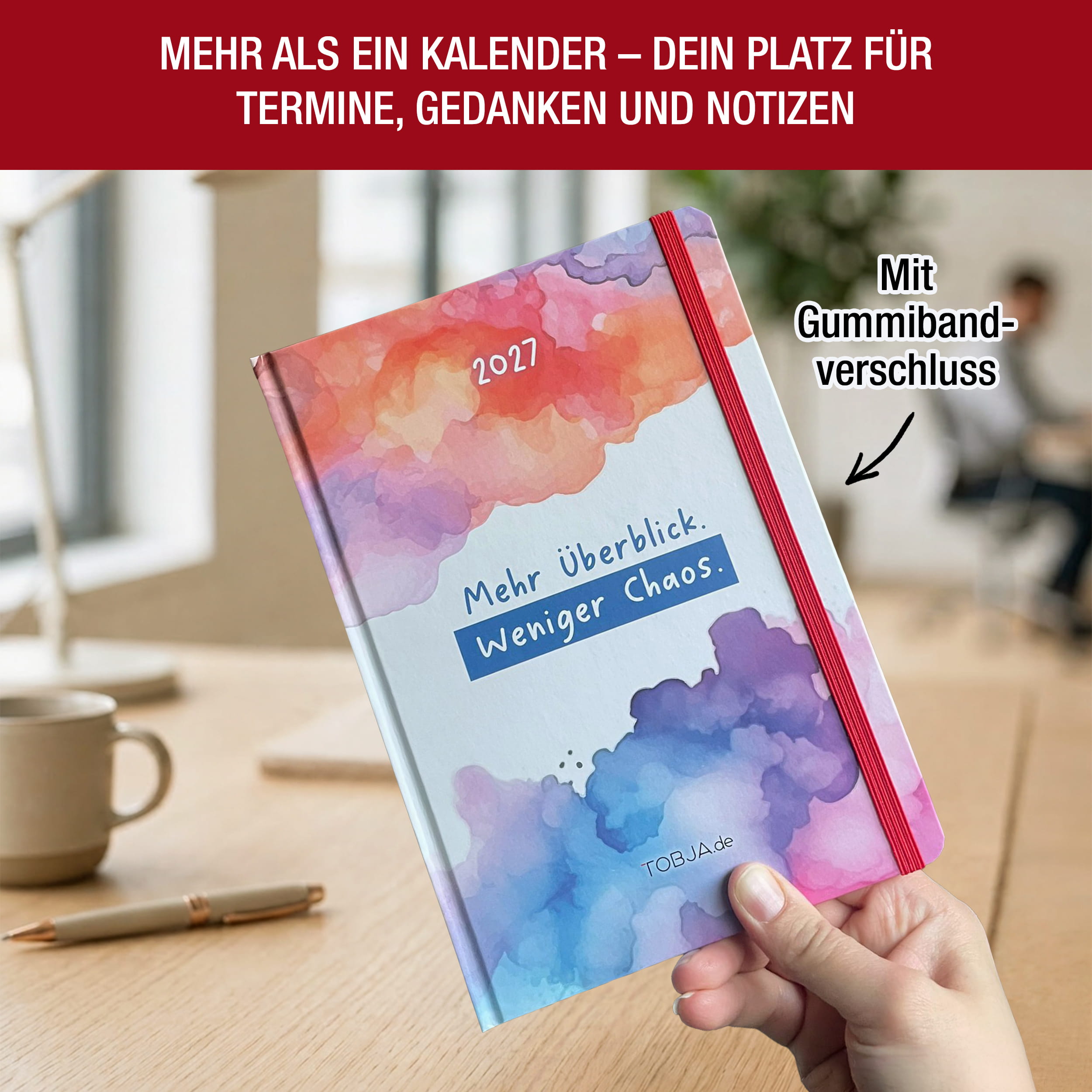 Buchkalender 2027 A5 Aquarell Halbstunden