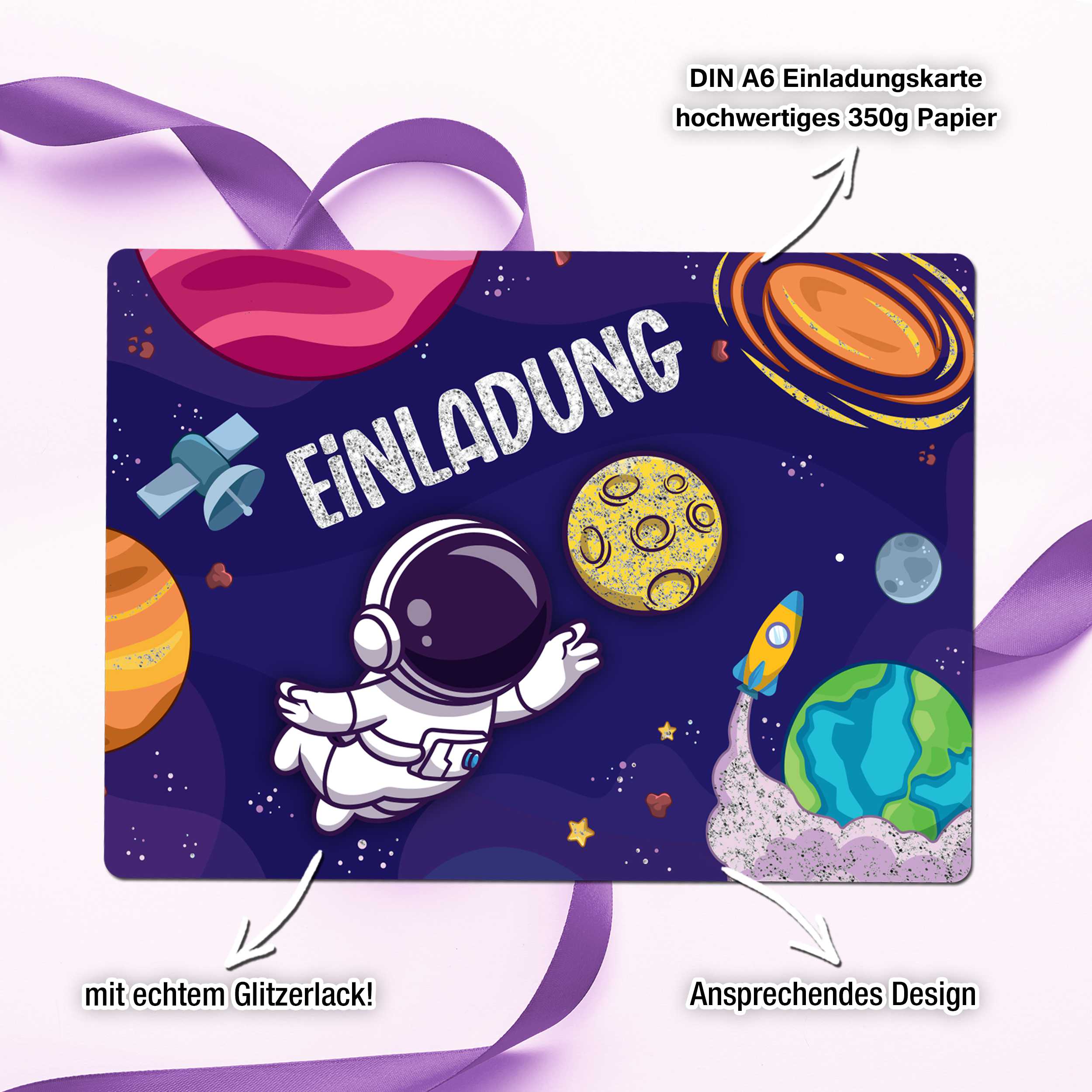 12 Einladungskarten inkl. Umschläge "Astronauten Party" 12 Einladungskarten inkl. Umschläge "Astronauten Party"