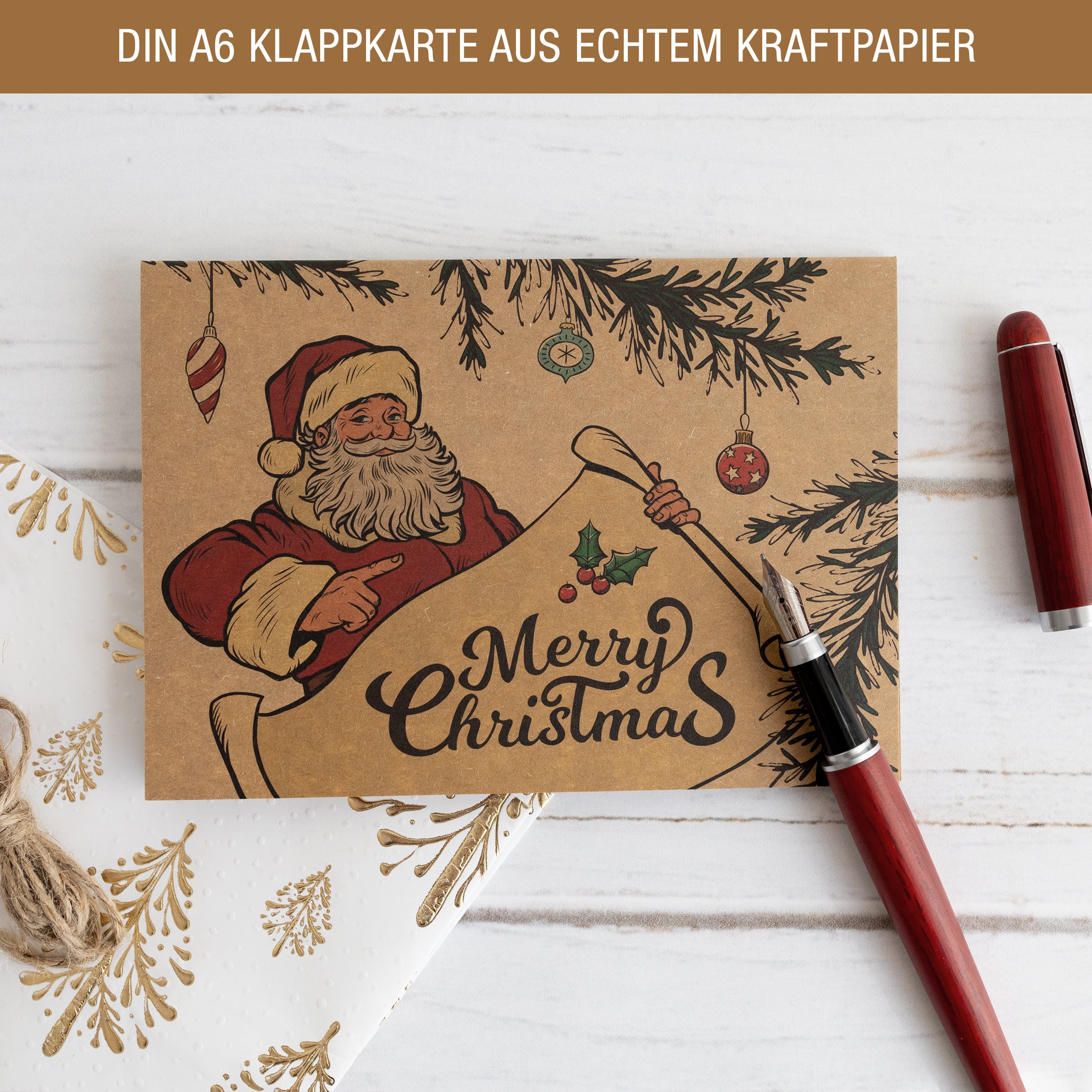 Weihnachtskarten Weihnachtsmann "Kraftpapier"