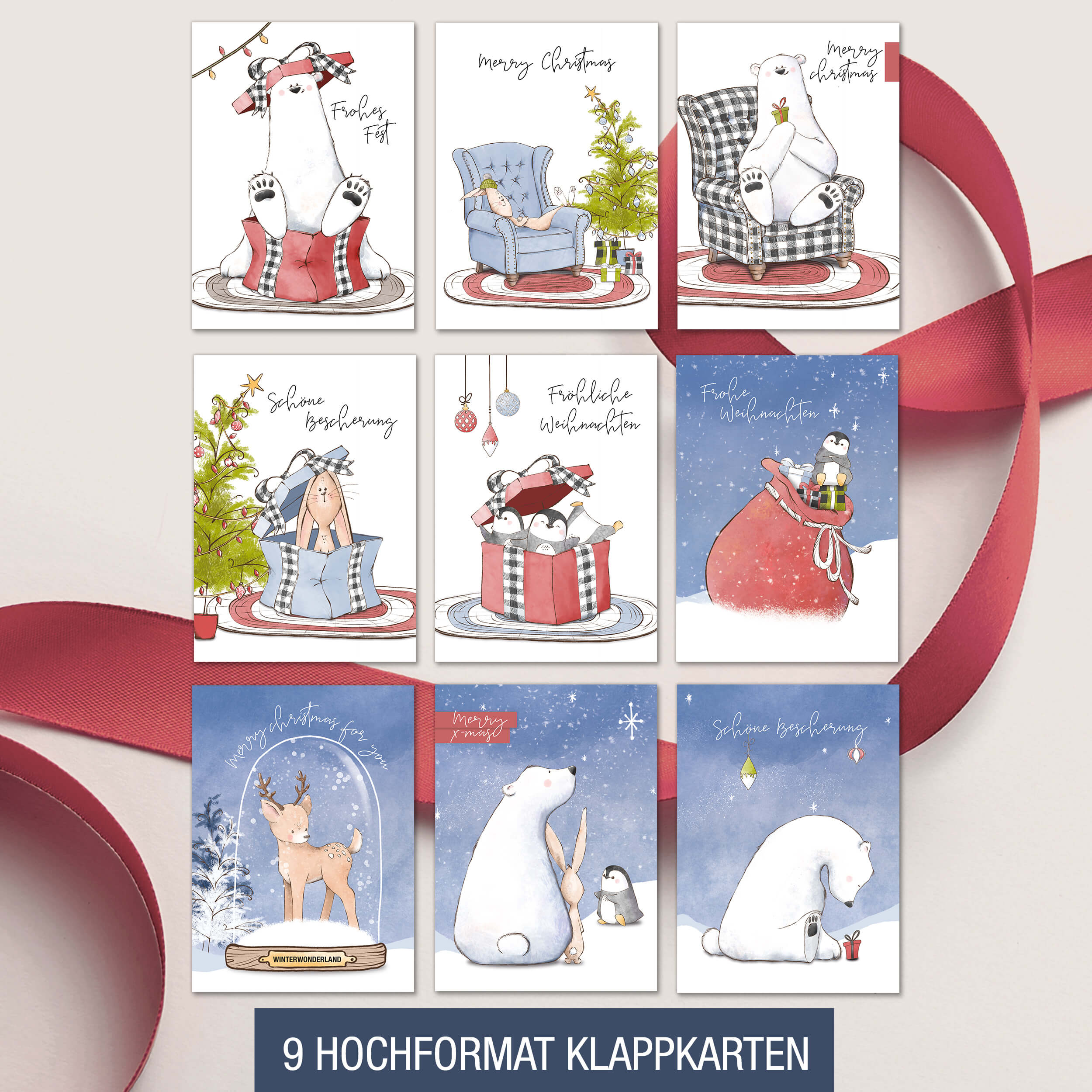 Weihnachtskarten "Tiere im Schnee"