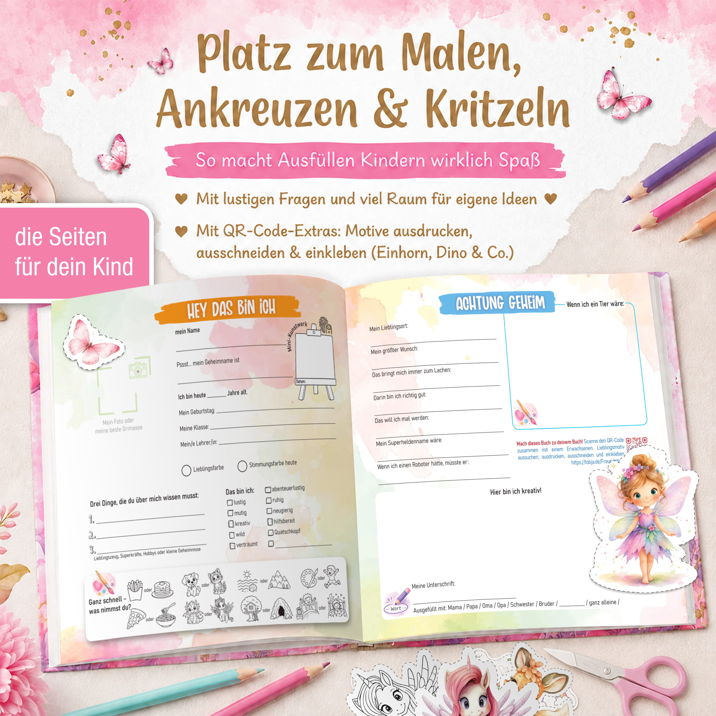 Freundebuch Grundschule Fee – 21 x 21 cm Hardcover