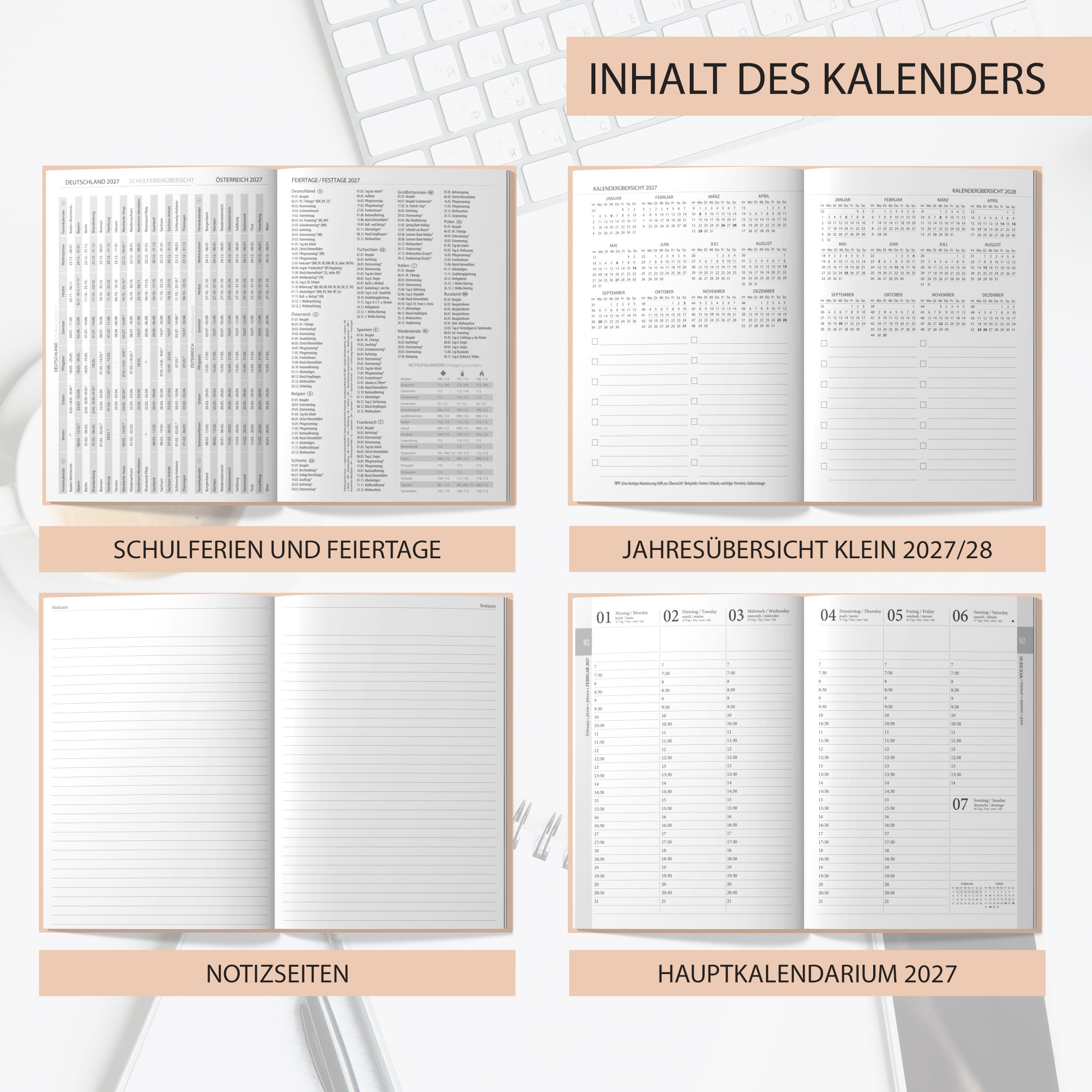 Buchkalender 2027 OptiPlaner Rosé altrosa