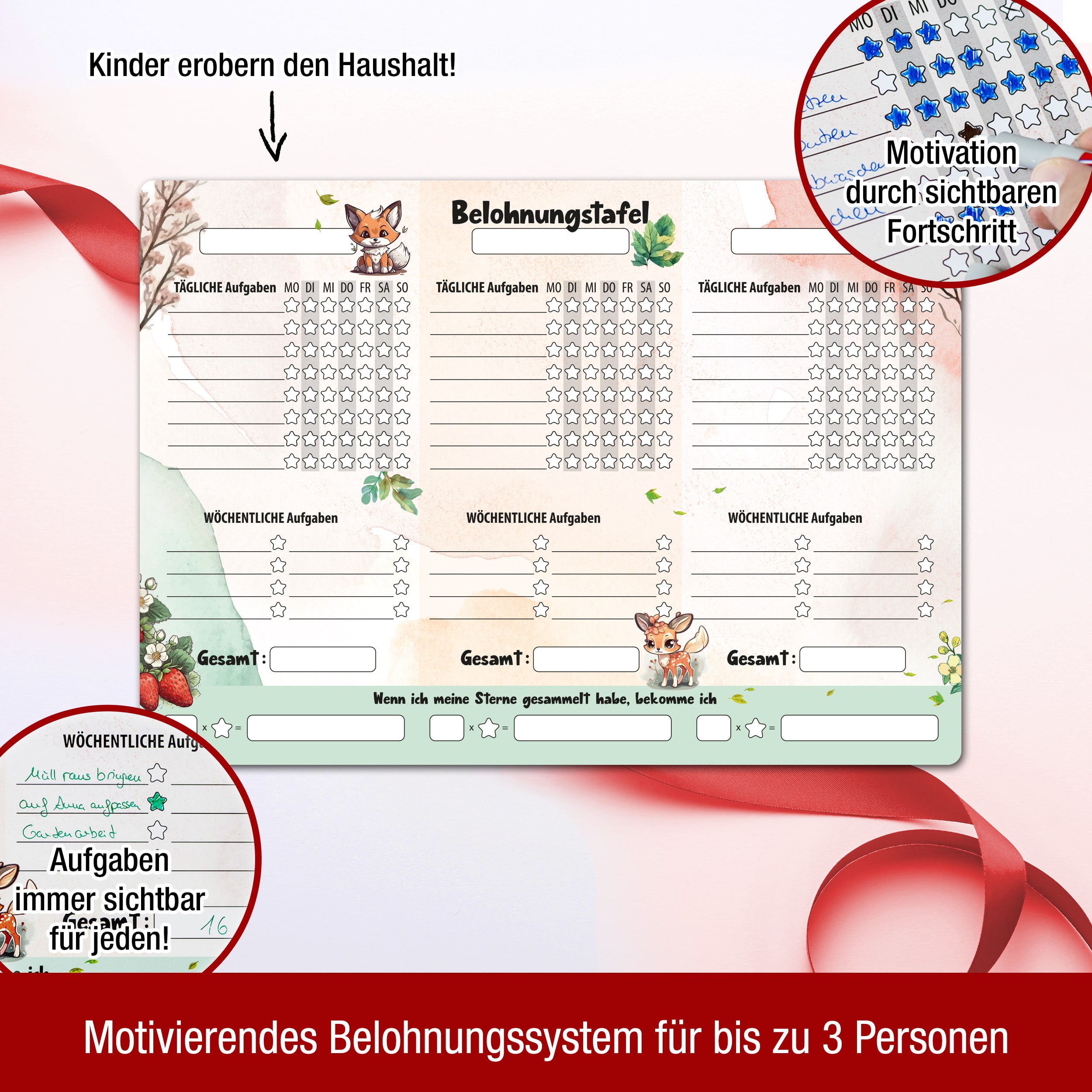 Belohnungstafel Waldtiere magentisch