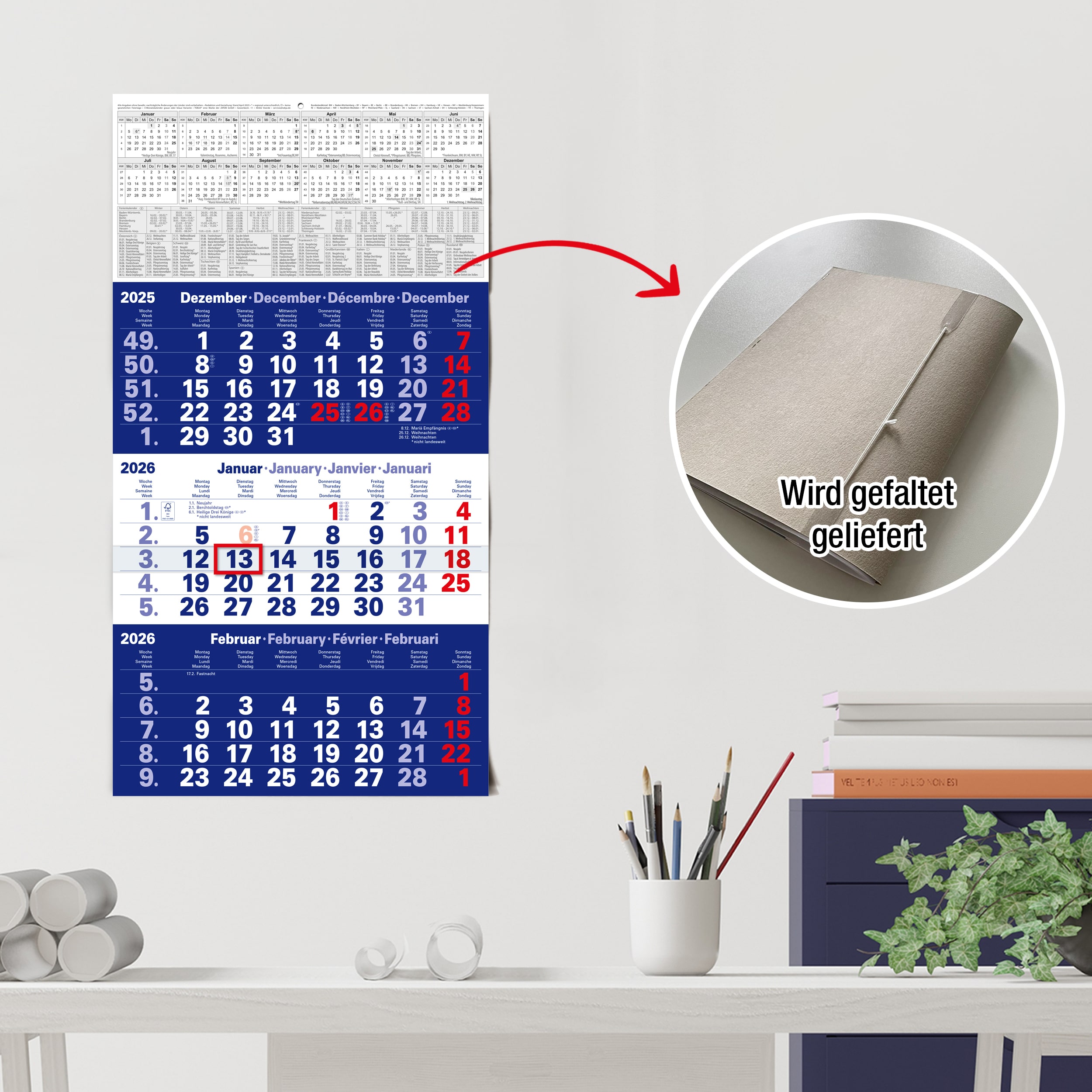 3-Monatskalender 2026 Blau 3-Monatskalender 2026 Blau